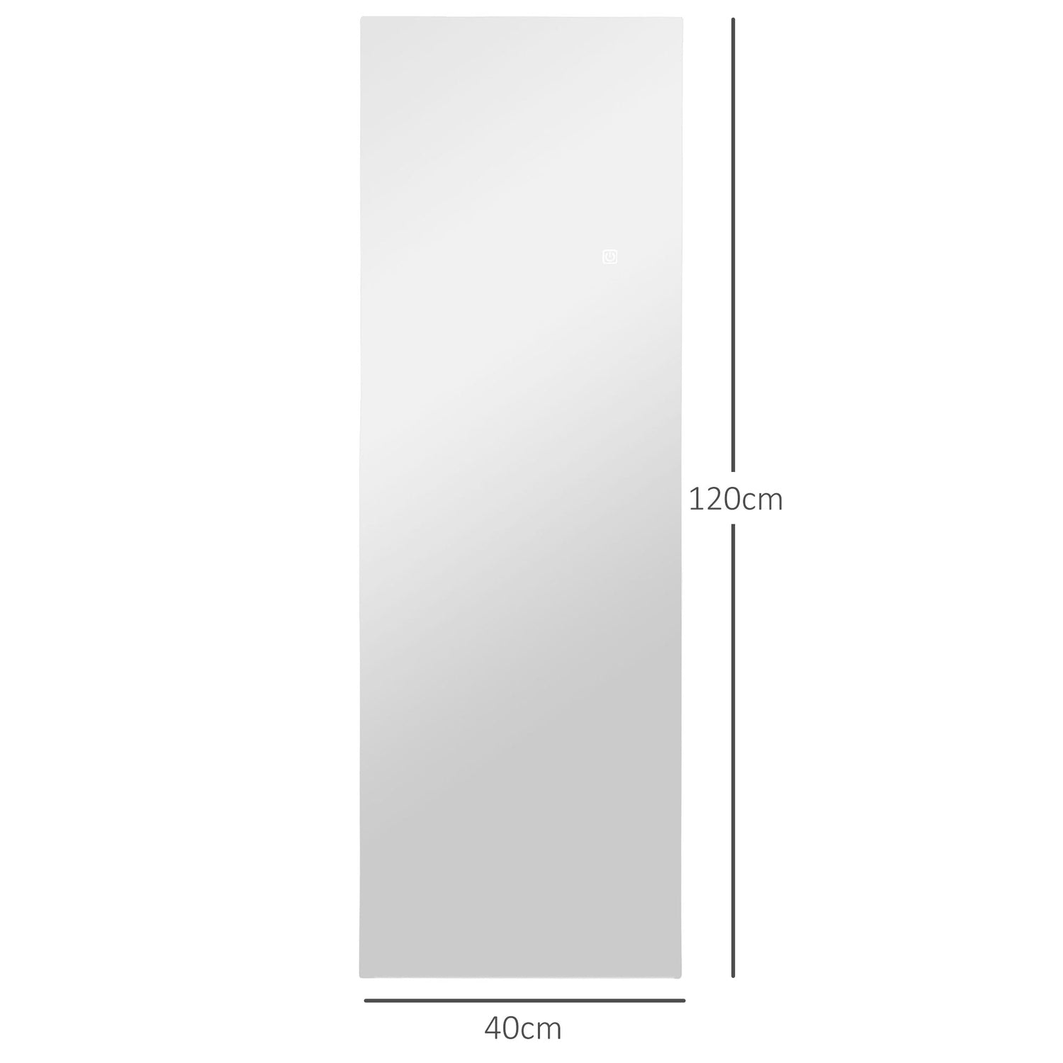Golvspegel med LED-ljus, Touch Control, 40x120 cm