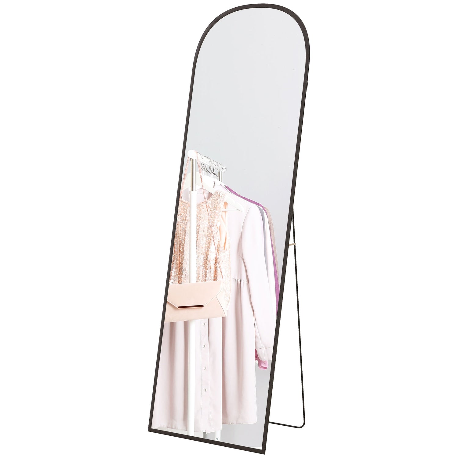 Hellängds stående spegel med stativ, svart 64""x20""