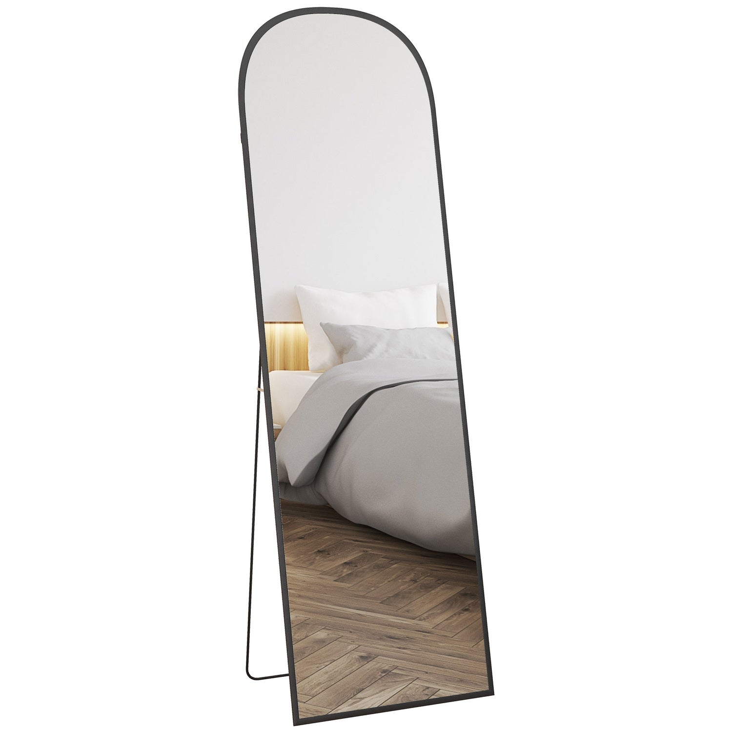 Hellängds stående spegel med stativ, svart 64""x20""