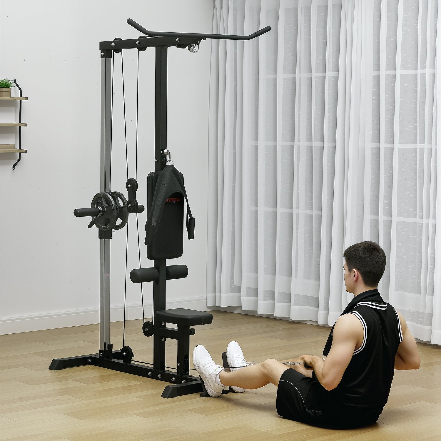 Hemgym, roddmaskiner, utan vikter, träningsutrustning för hemmet, stål, syntetiskt läder, svart