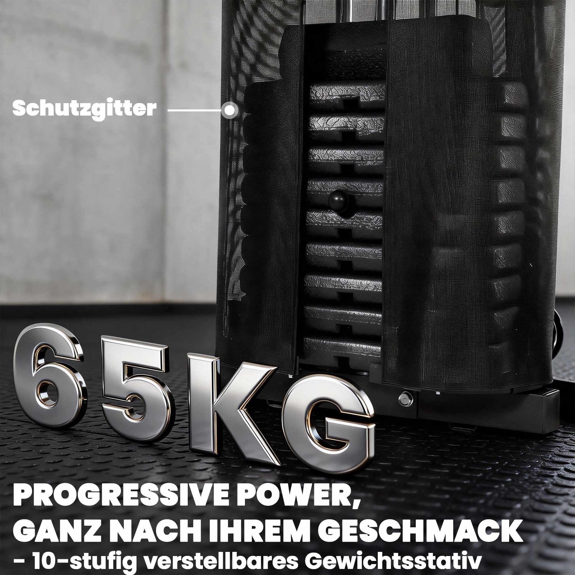 Hemmagymstation med 65 kg vikter, latsdrag och Preacher Bench