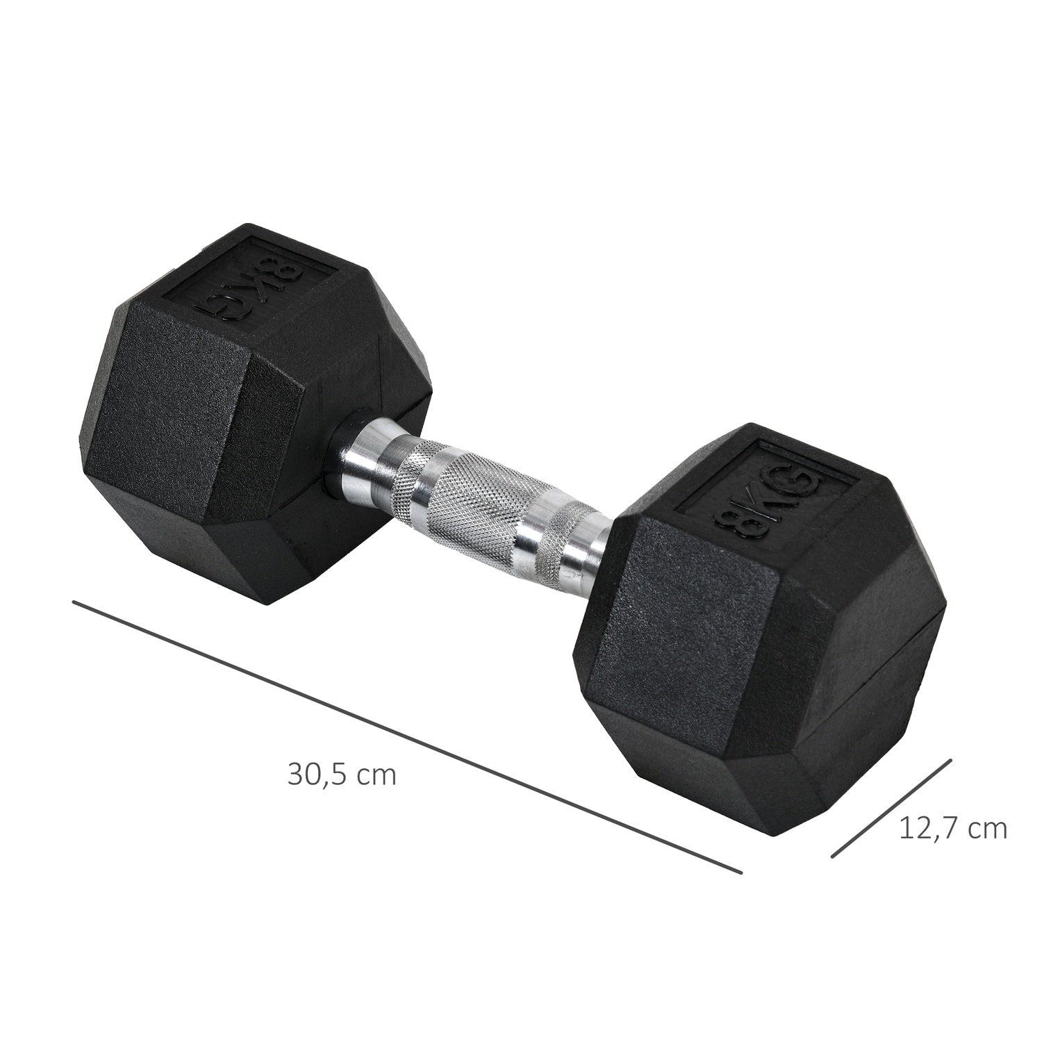 8 kg Hexagon Hantlar Set, gjutjärn, räfflade grepp