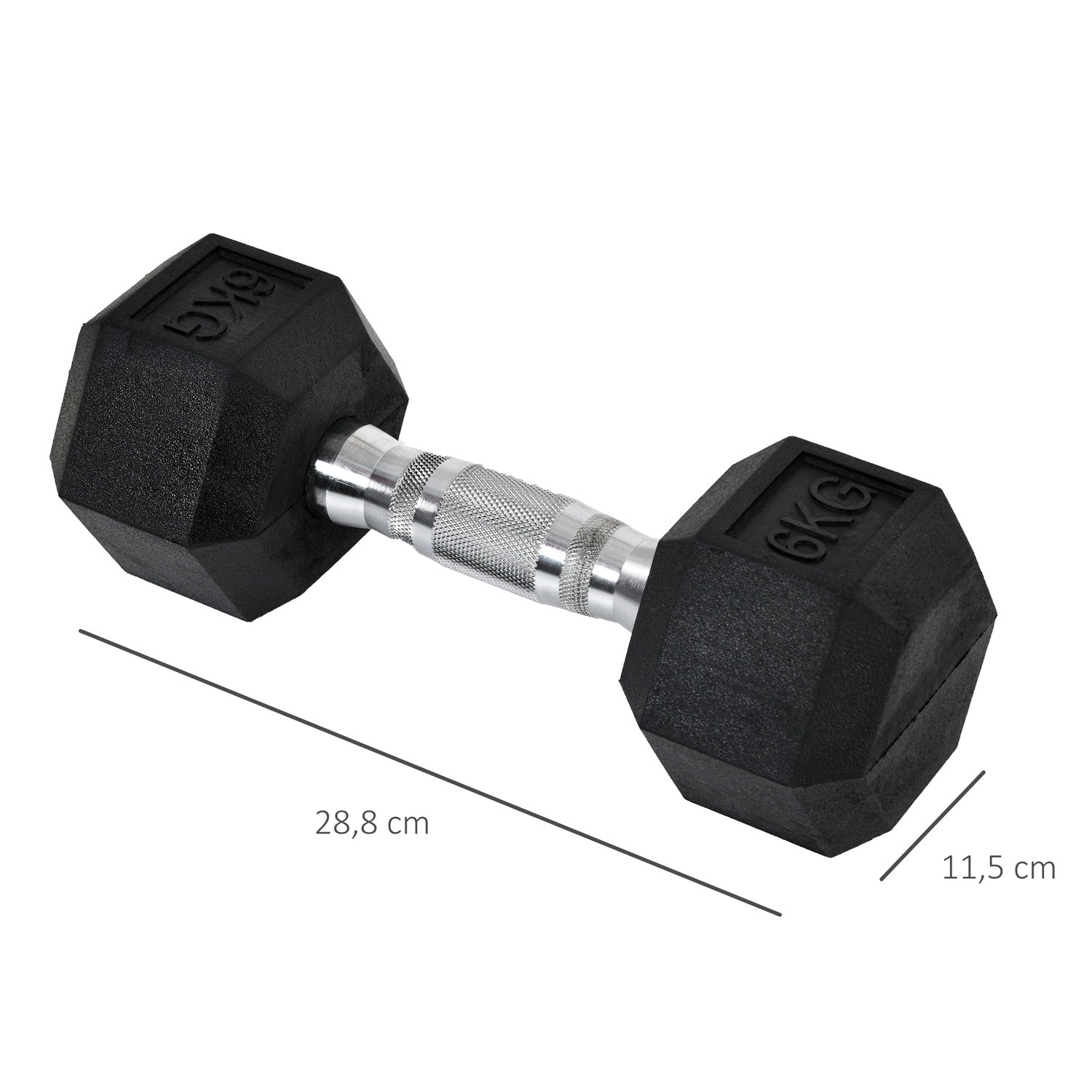 Hexagon Hantlar Set, 2x6 Kg, gummibelagt gjutjärn