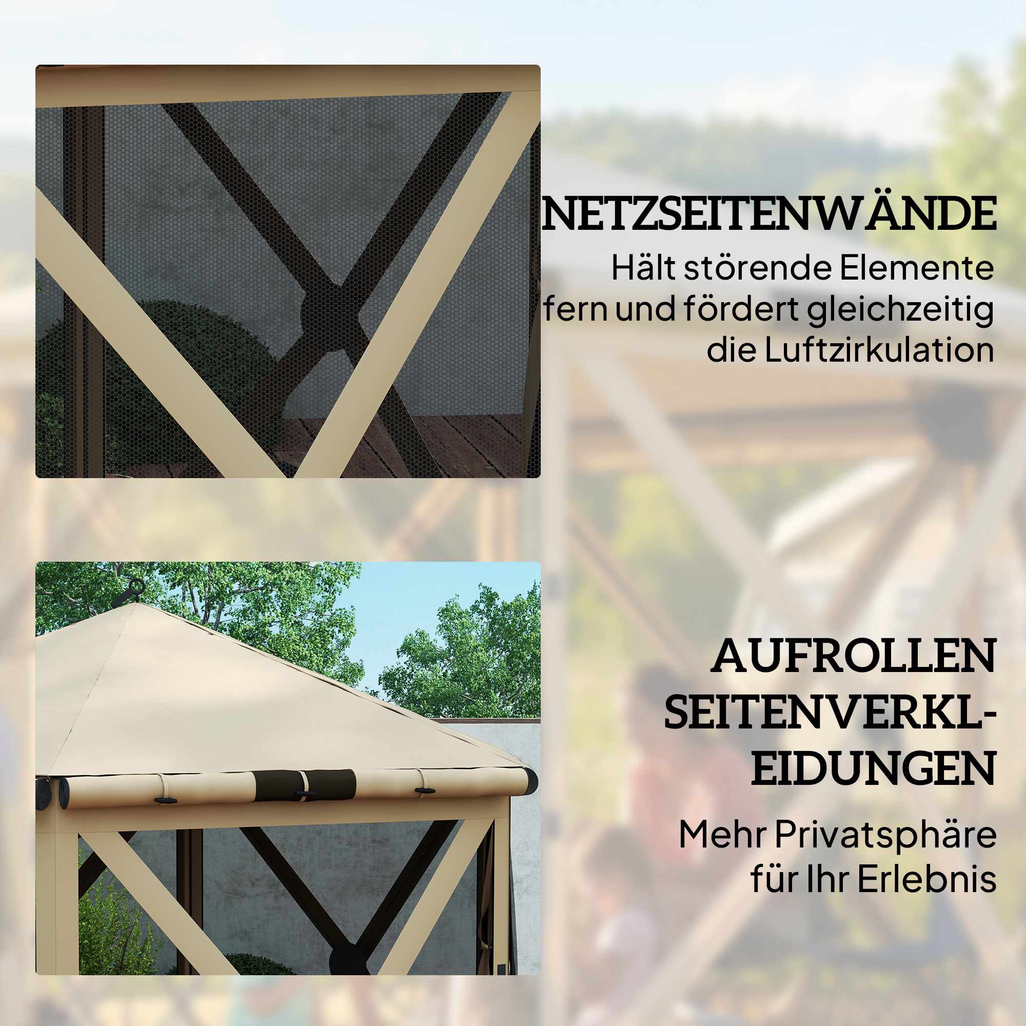 Hexagon Paviljongtält, 3x2,6m, Vattentätt, UV-resistent