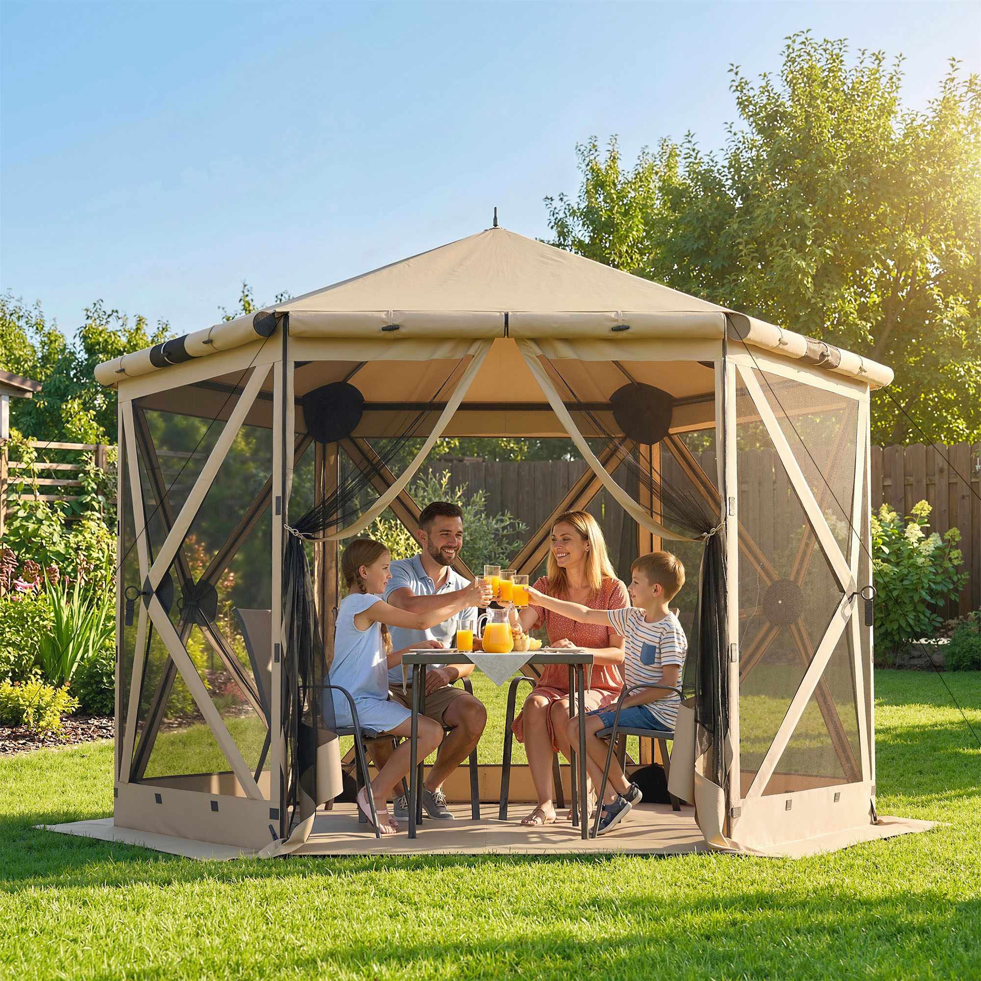 Hexagon Paviljongtält, 3x2,6m, Vattentätt, UV-resistent