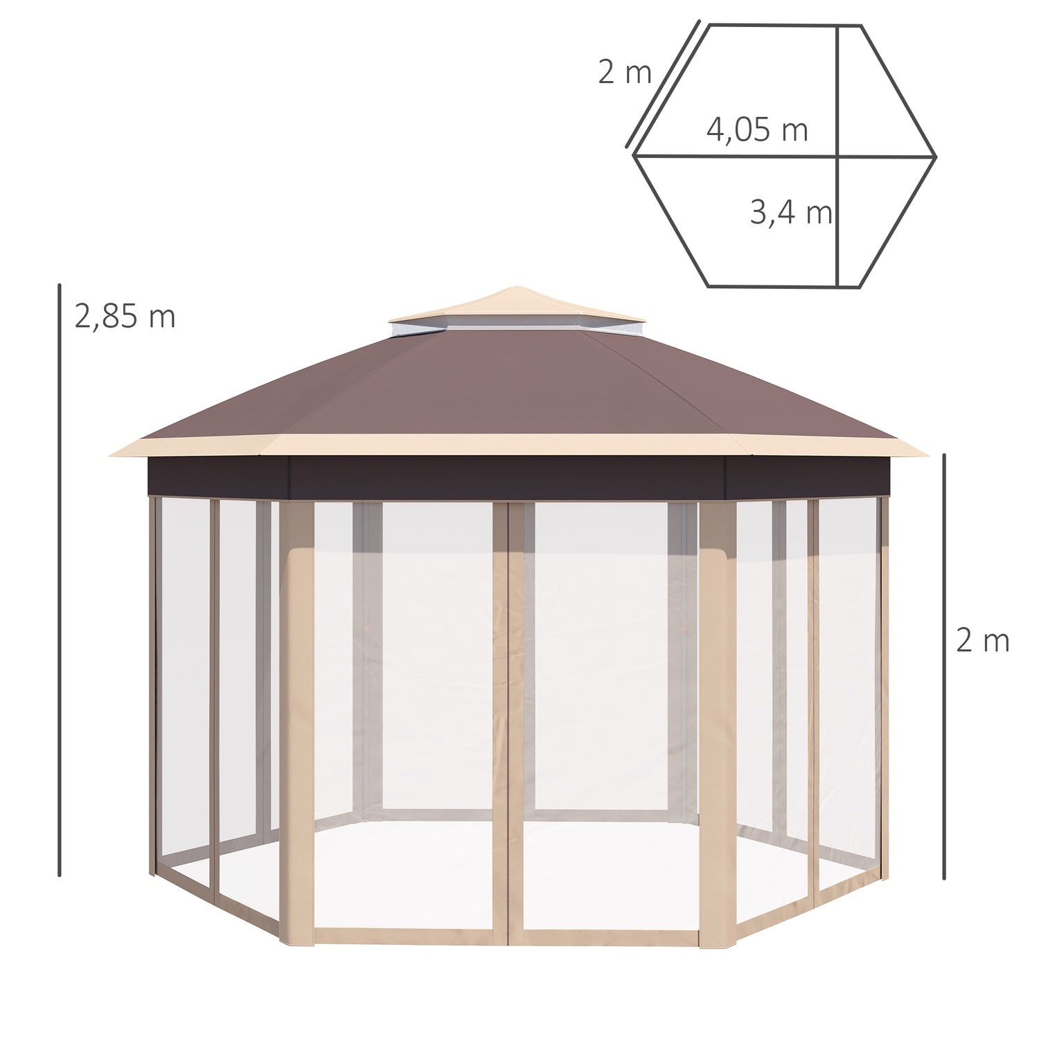 Hexagonal Pop-Up Garden Gazebo 4x4M med bärväska