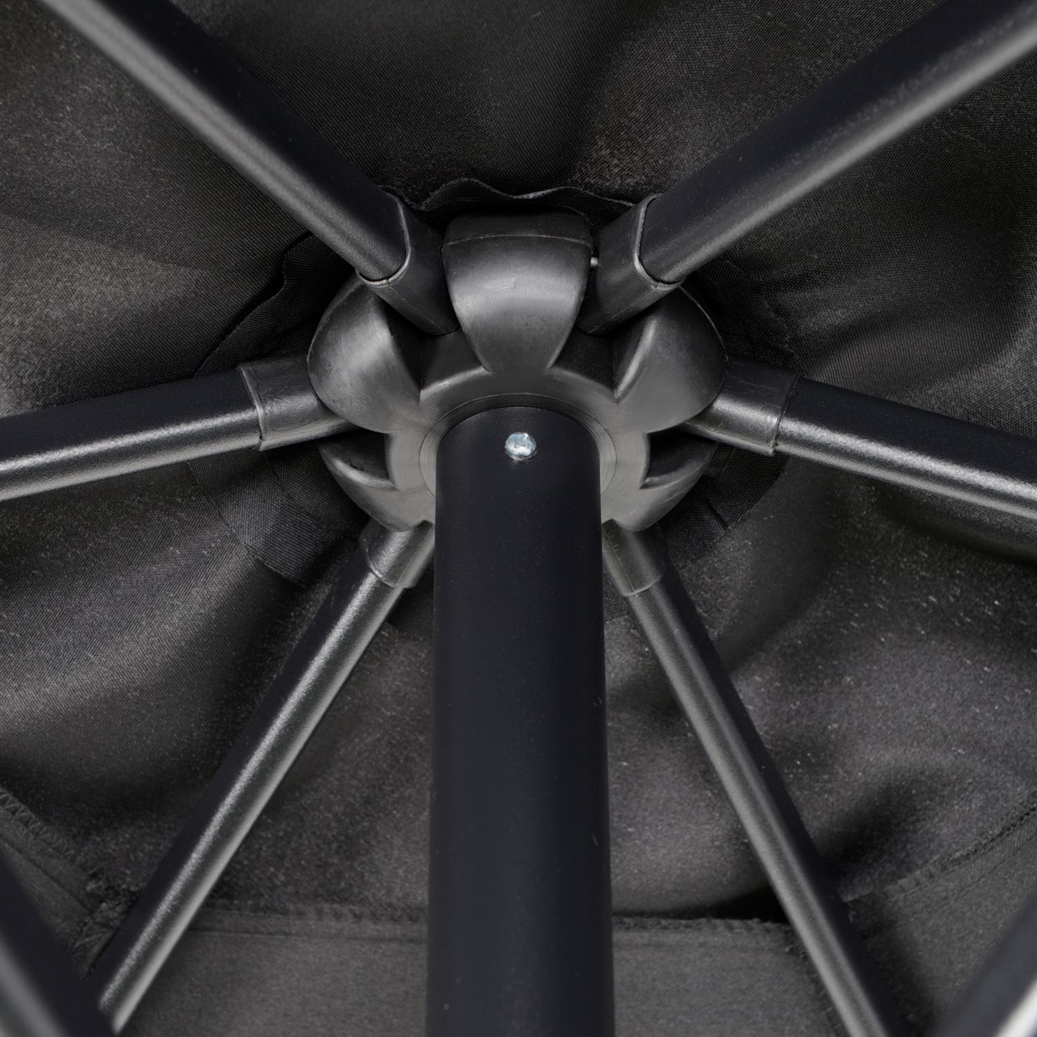 Hexagonalt Parasoll Ø196 cm, Roterande, Vindtätt, Svart
