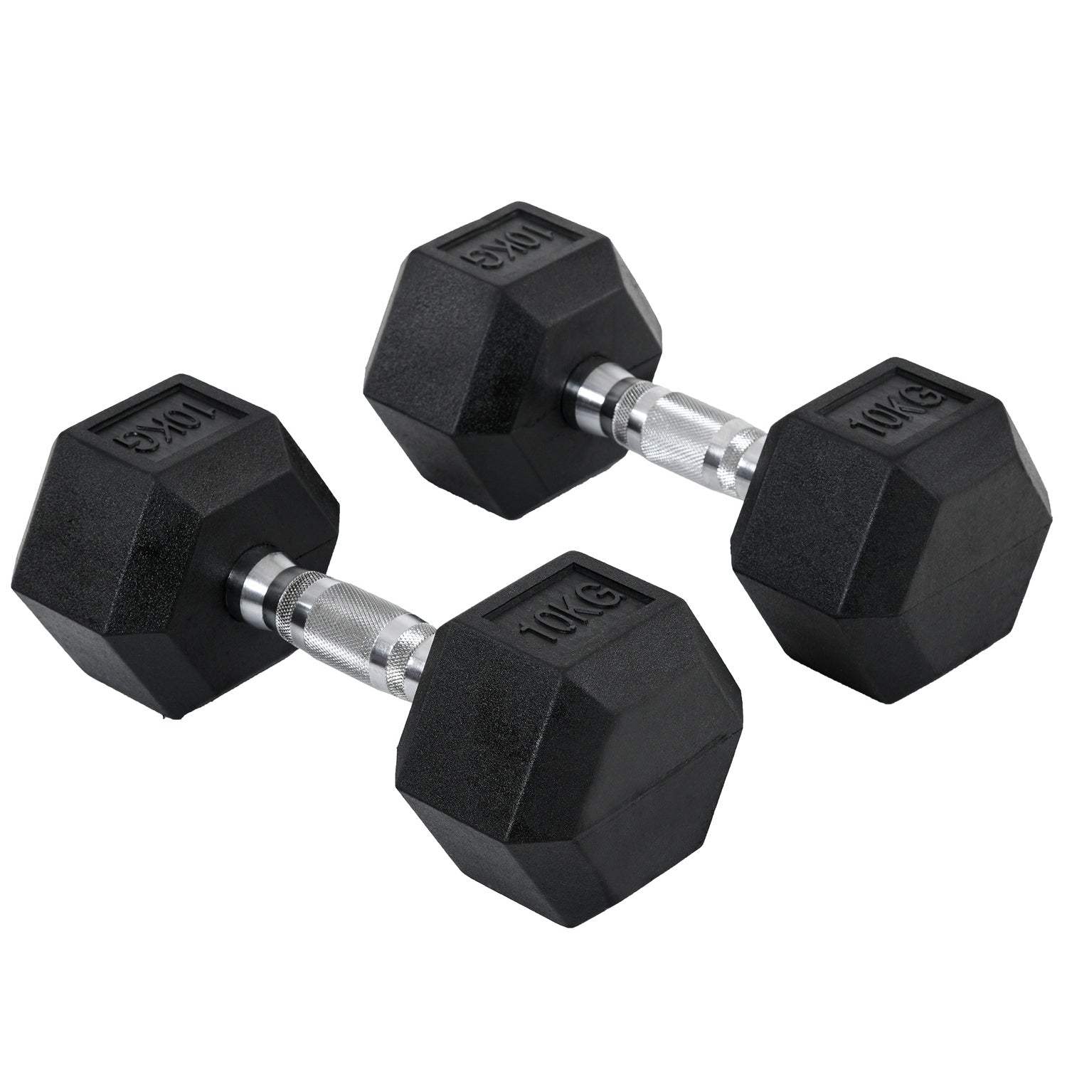 Hexagon Hantelset, 2x10kg svart gummibelagt järn