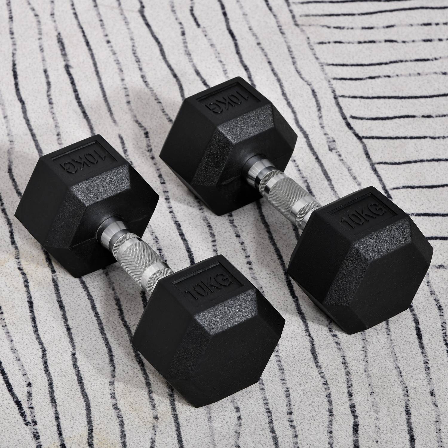 Hexagon Hantelset, 2x10kg svart gummibelagt järn