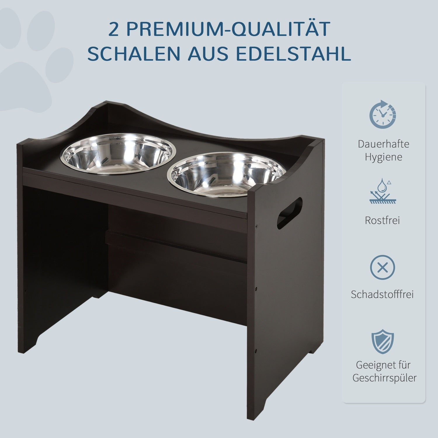 Justerbar hundmatningsstation, skål i rostfritt stål, 54 cm