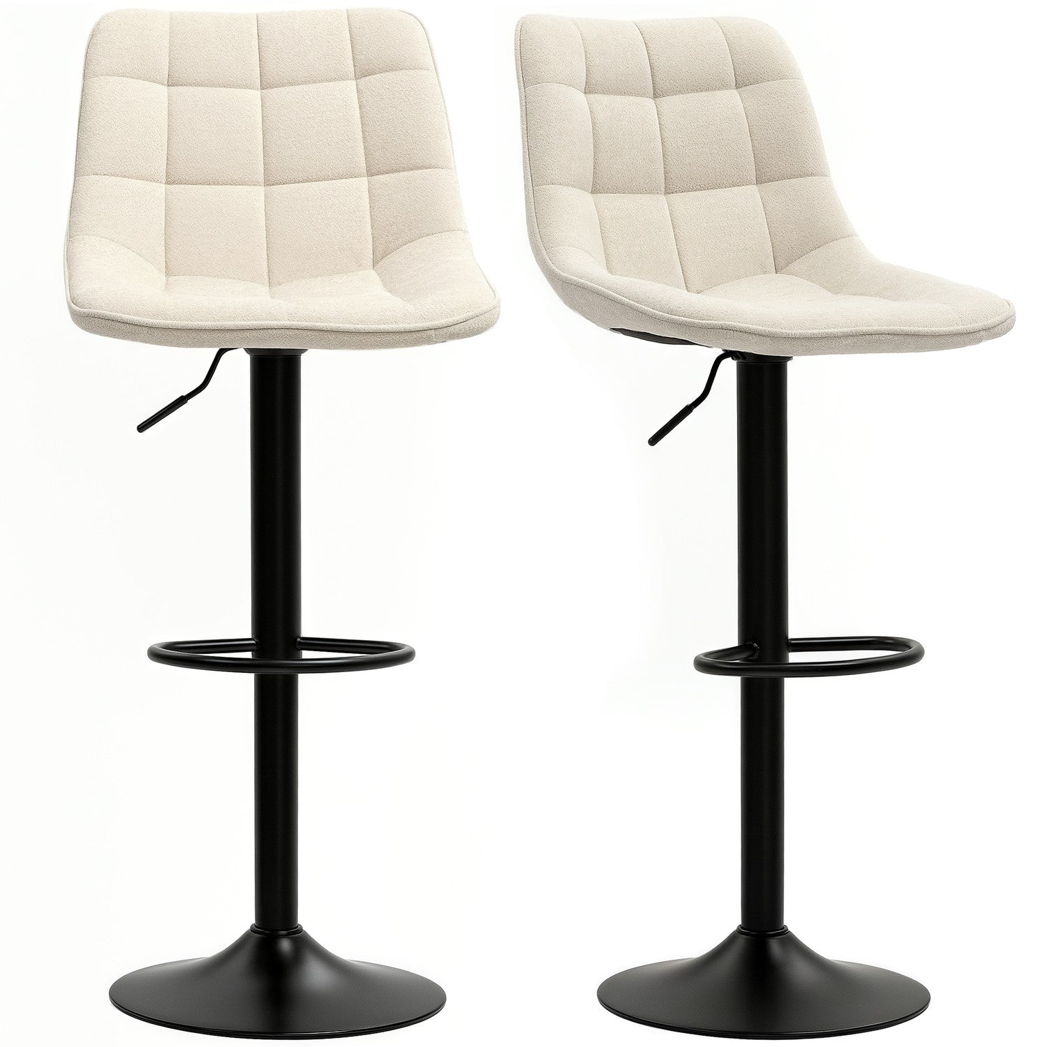 Höjdjusterbara beige barstolar, set om 2, 360° vridbar