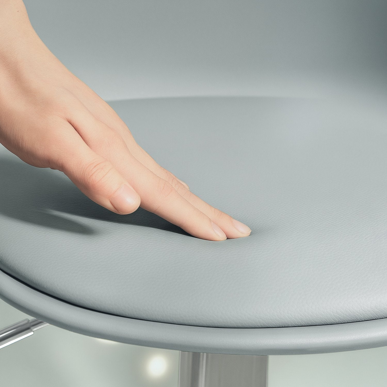 Höjdjusterbara grå barstolar, set om 2, konstläder