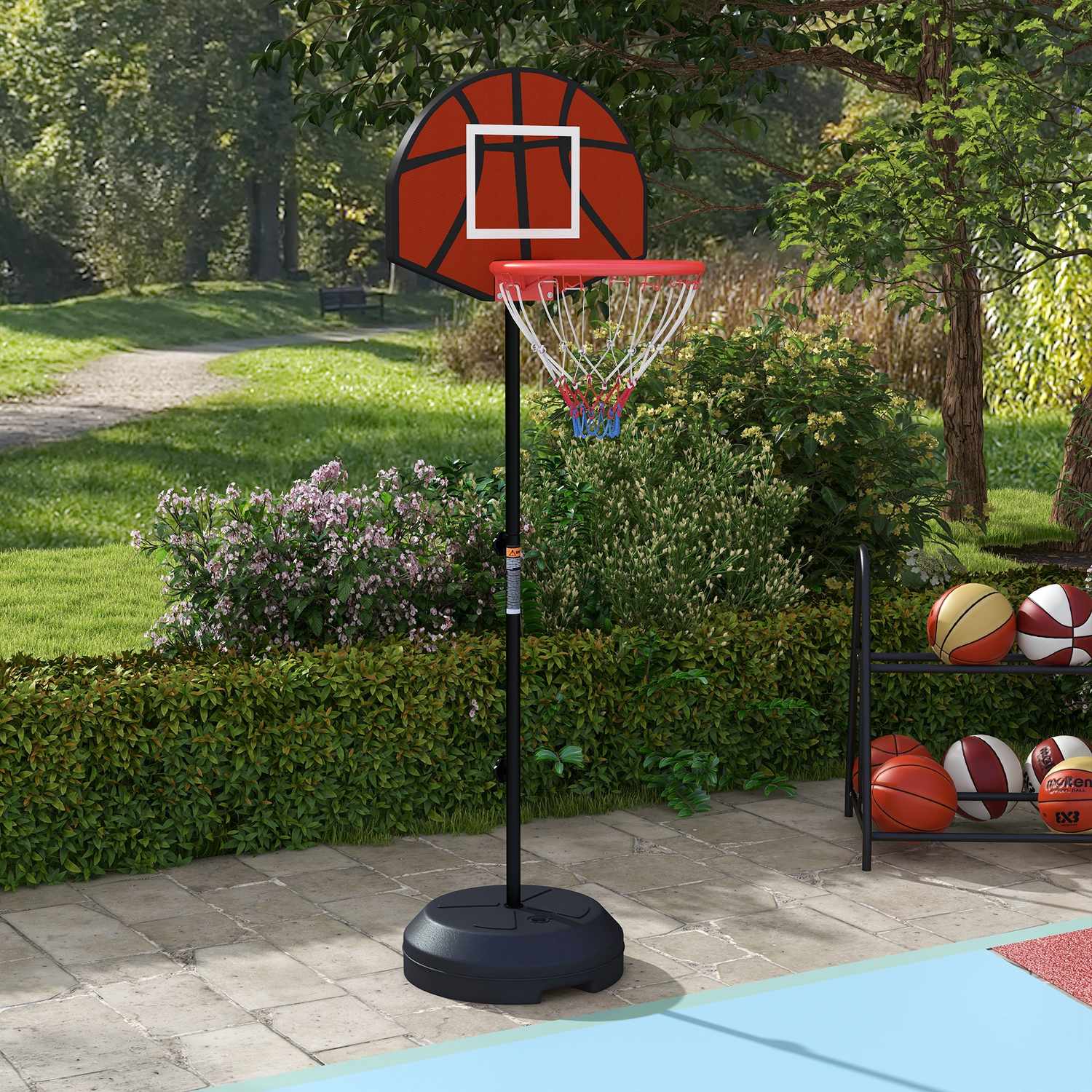 Höjdjusterbar basketbåge med magnetisk darttavla