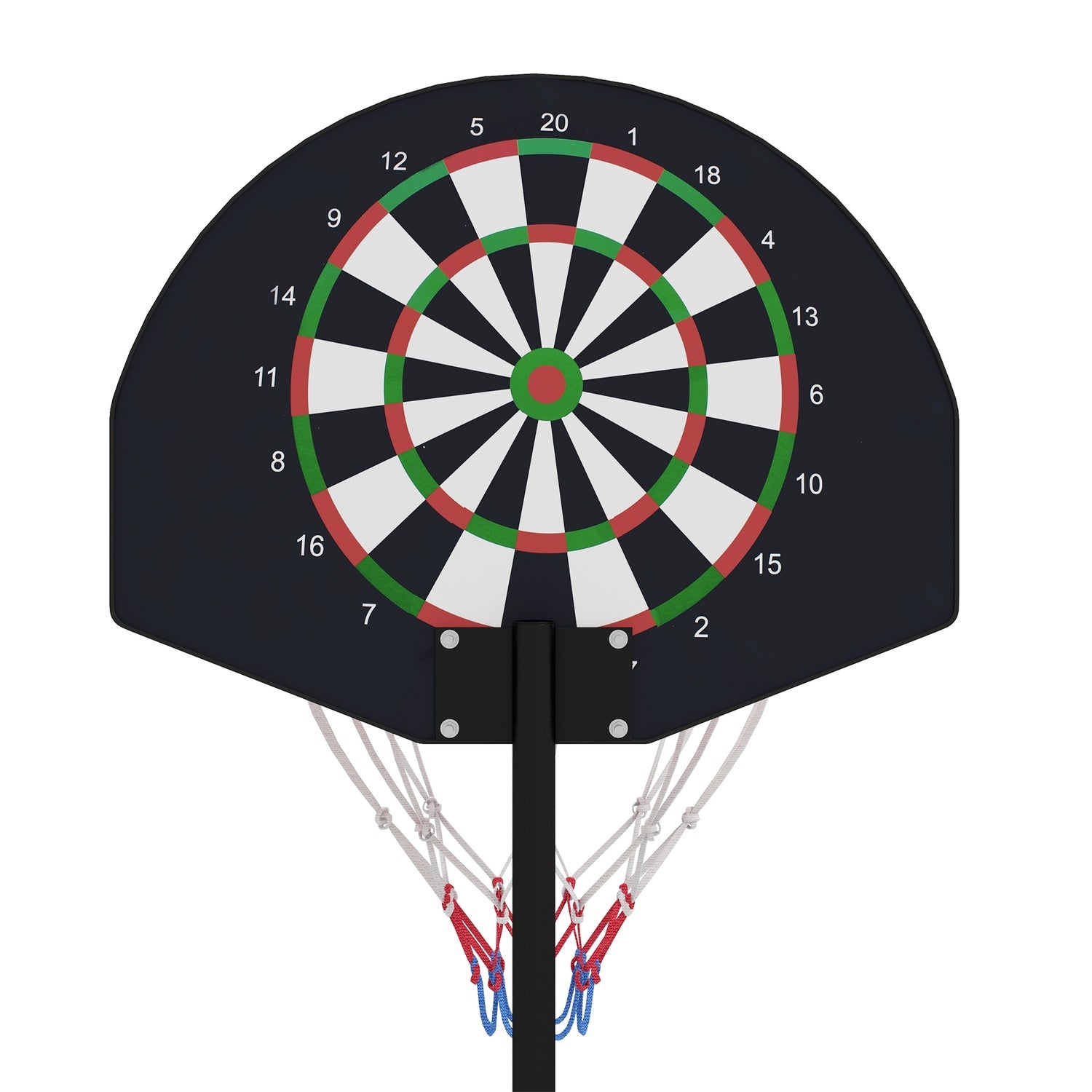 Höjdjusterbar basketbåge med magnetisk darttavla