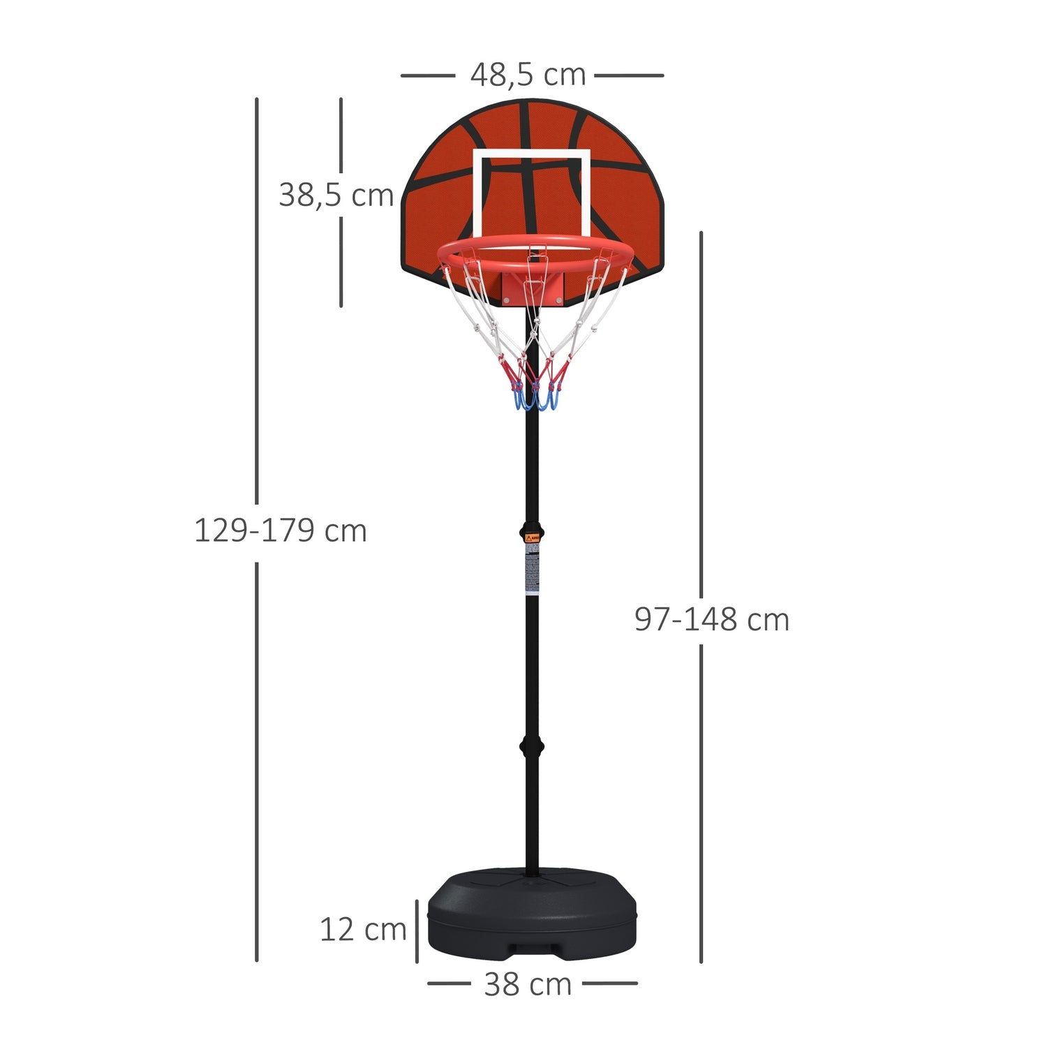 Höjdjusterbar basketbåge med magnetisk darttavla