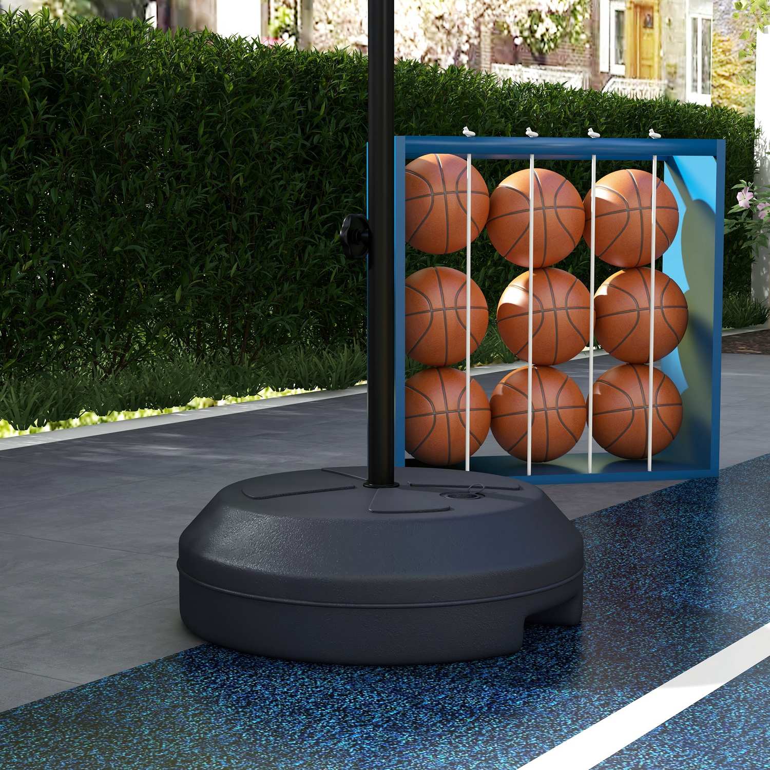 Höjdjusterbar basketbåge med magnetisk darttavla