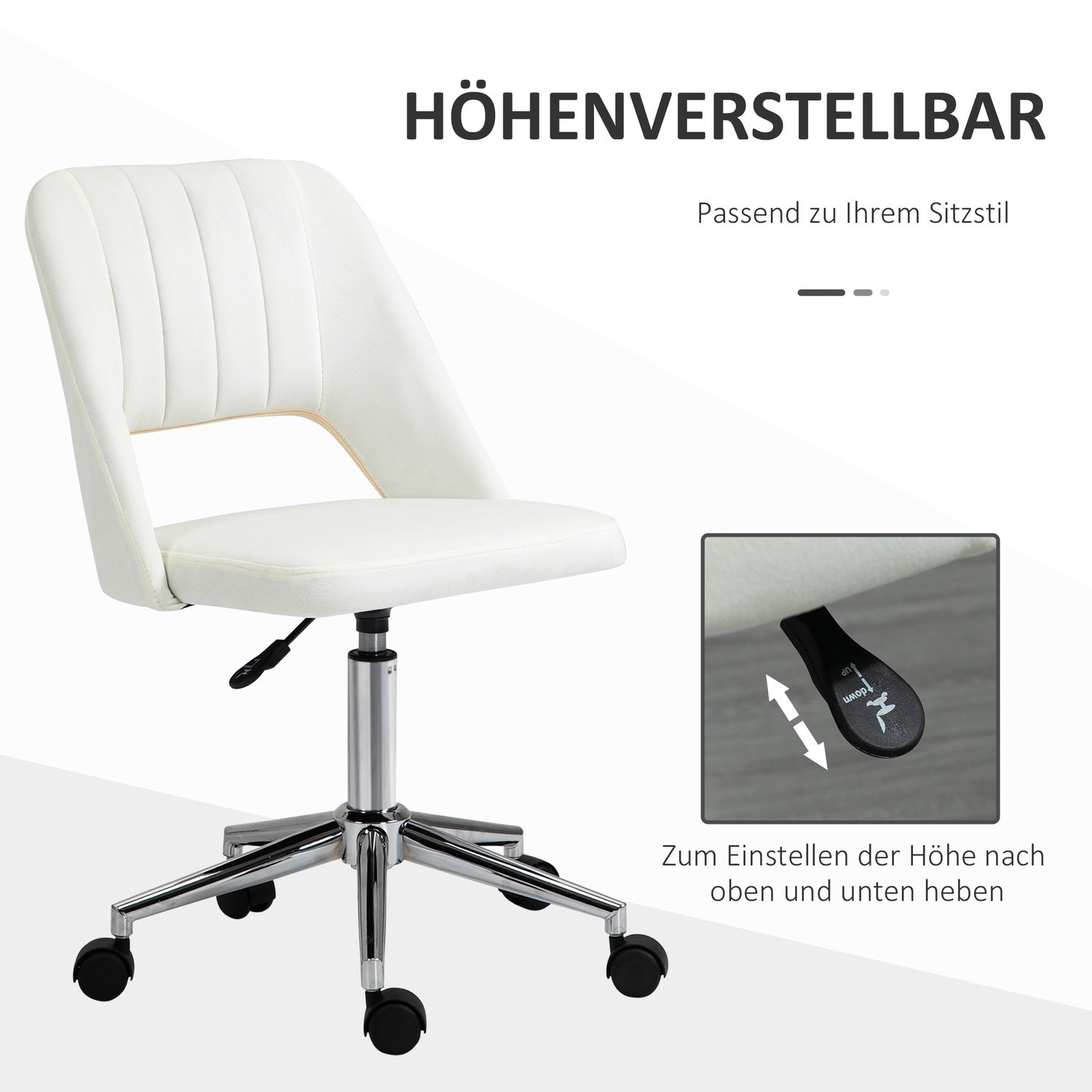 Höjdjusterbar beige snurrstol för kontor & vardagsrum