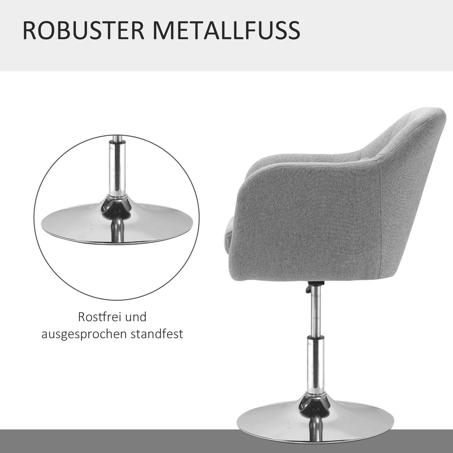 Höjdjusterbar snurrstol, linneklädd, grå