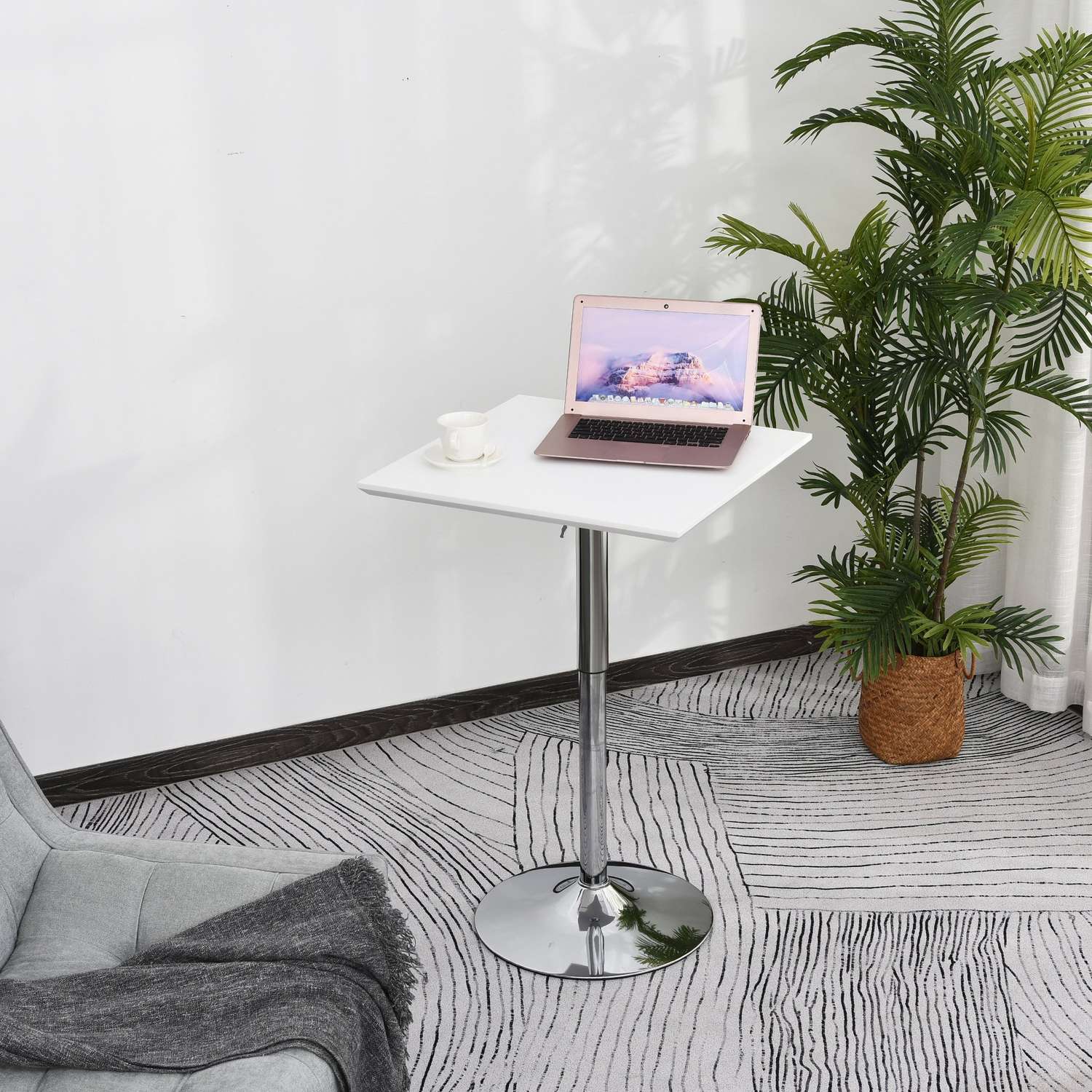 Höjdjusterbart Square Steel Bistrobord, 60x60 cm, Vit