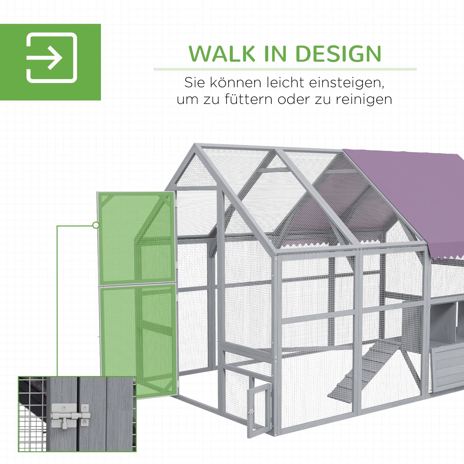 Hönshus med spring- och häcklåda, passar 8-12 höns