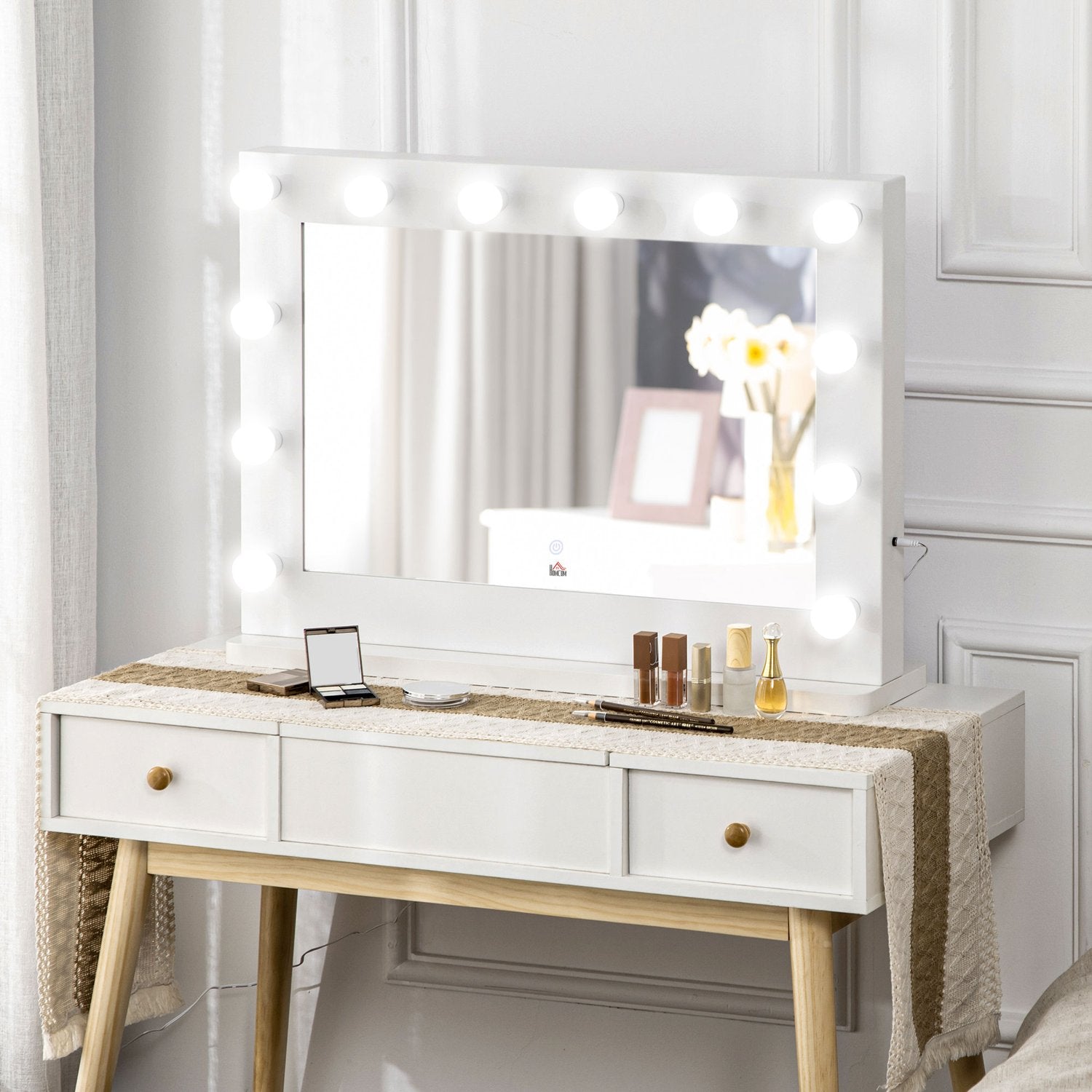 Hollywood Mirror, Dimbara LED-lampor, Touch Switch, 80x60 cm