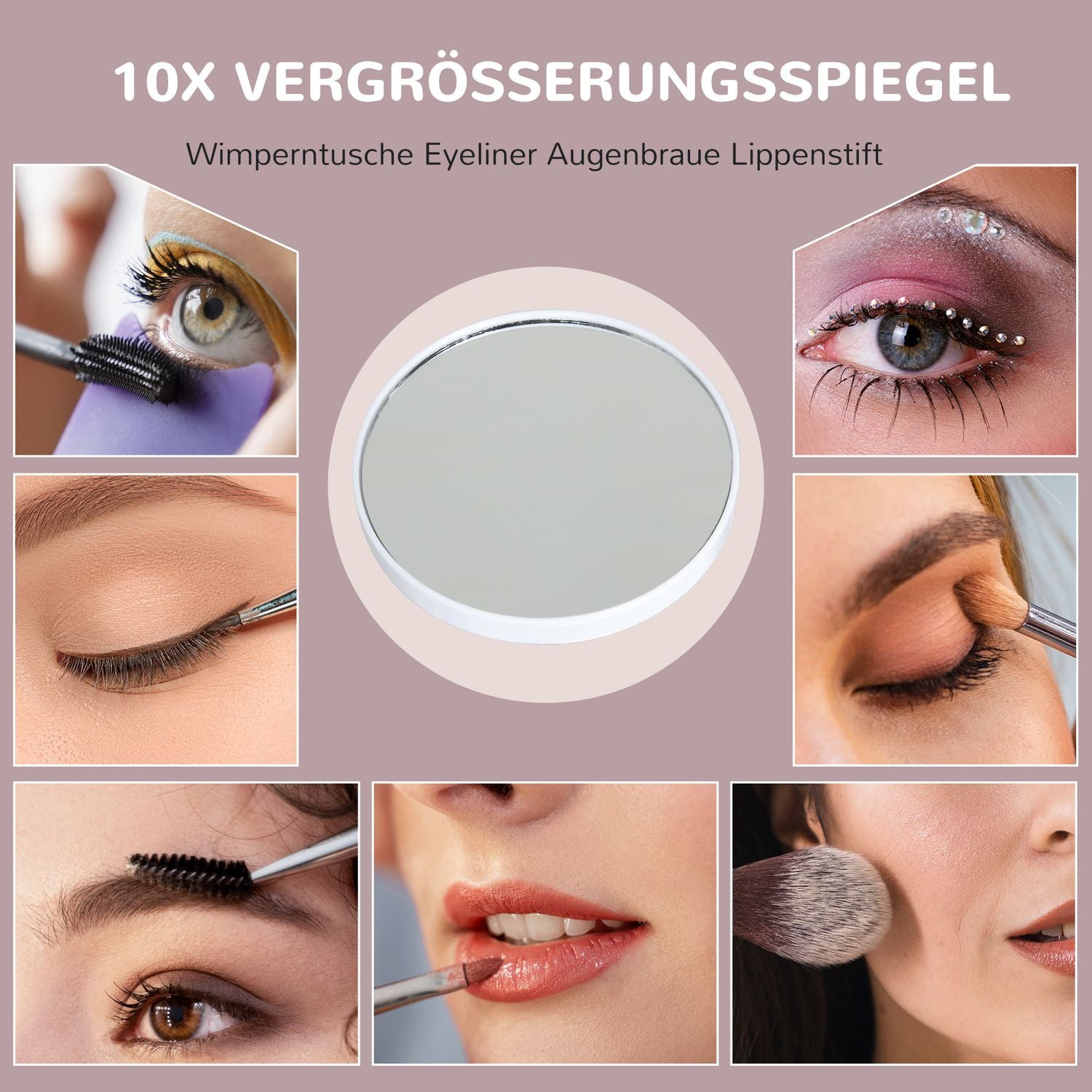 Hollywood sminkspegel, 15 LED, 3 lägen, 10X förstoring, USB