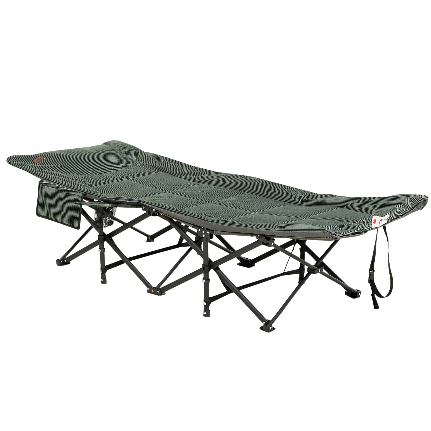 Hopfällbar campingsäng med väska, grå, stöder 120 kg