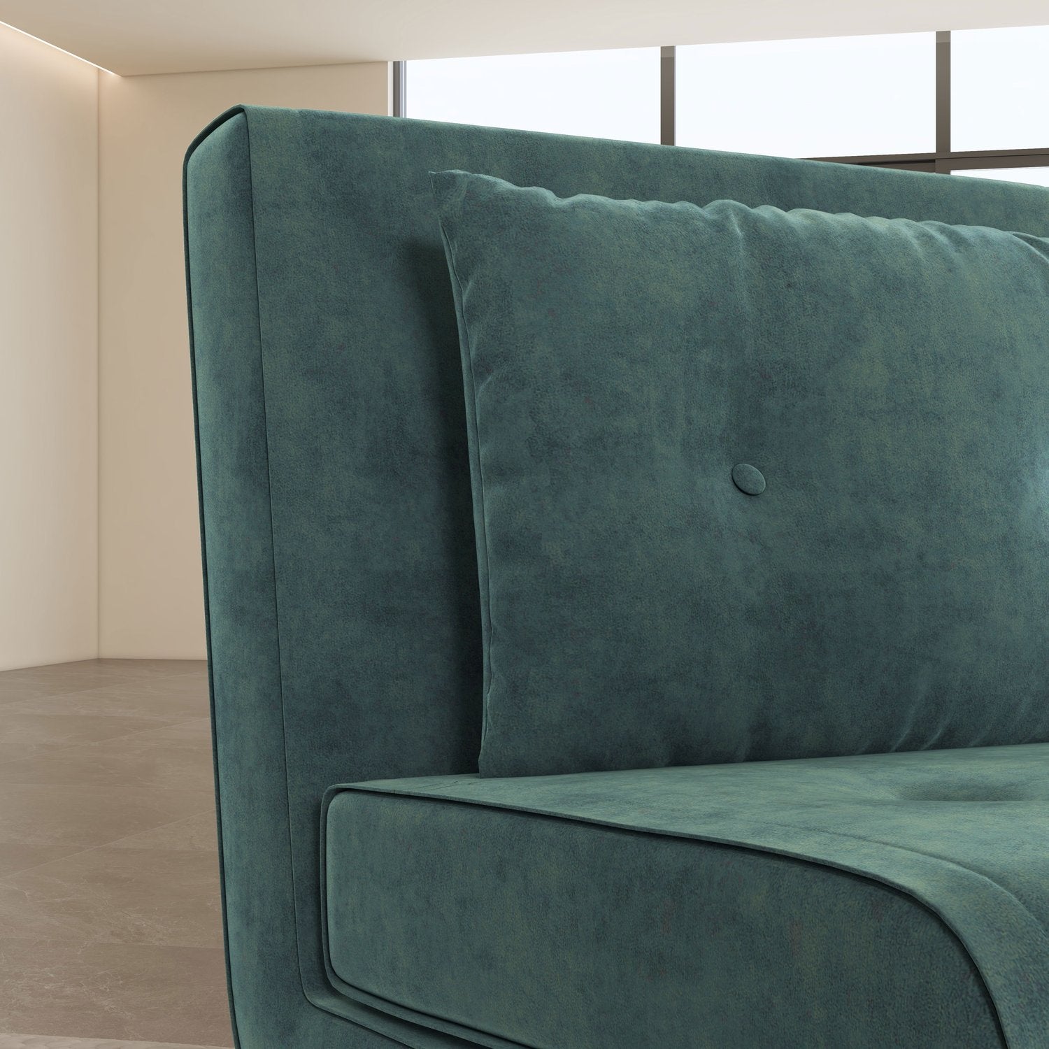Sammenleggbar sofa og sovesofa med puter, fløyelslook, grønn