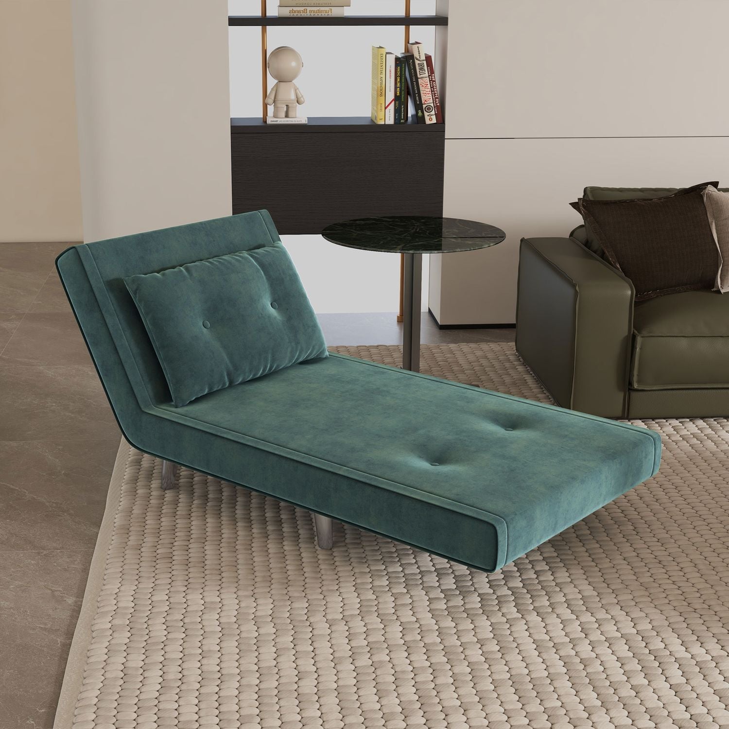 Sammenleggbar sofa og sovesofa med puter, fløyelslook, grønn