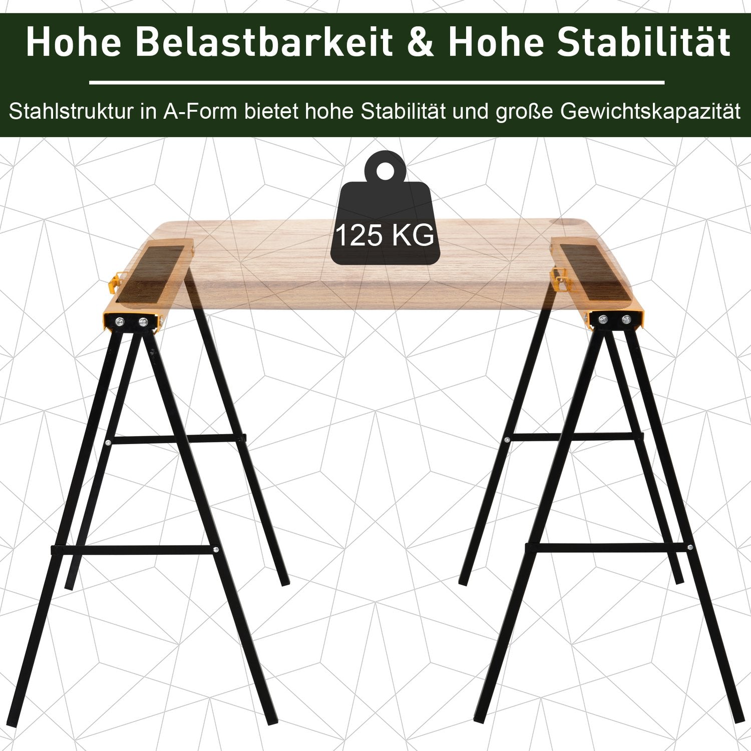 Hopfällbar stålsåghäst – halkfri, 125 kg kapacitet