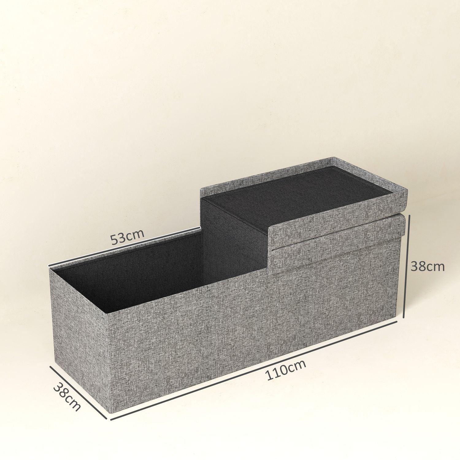 Hopfällbar stoppad bänk, linnelook, 110x38x38 cm mörkgrå