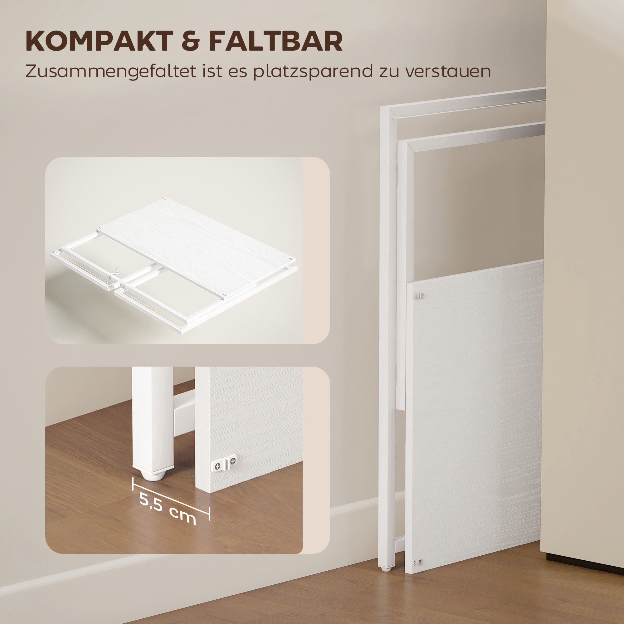 Hopfällbart datorbord med skärmstativ, 100 x 48 cm