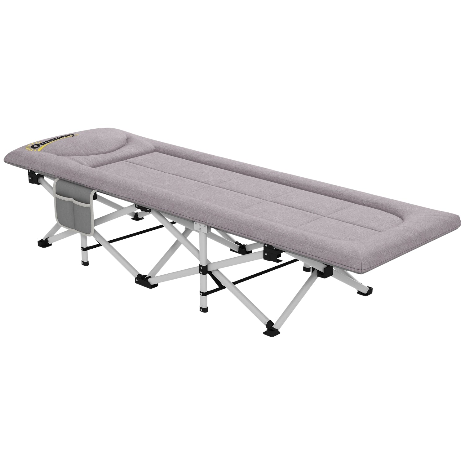 Hopfällbar tältsäng, Oxford Grey – 200 kg Kapacitet, 200x65x42cm