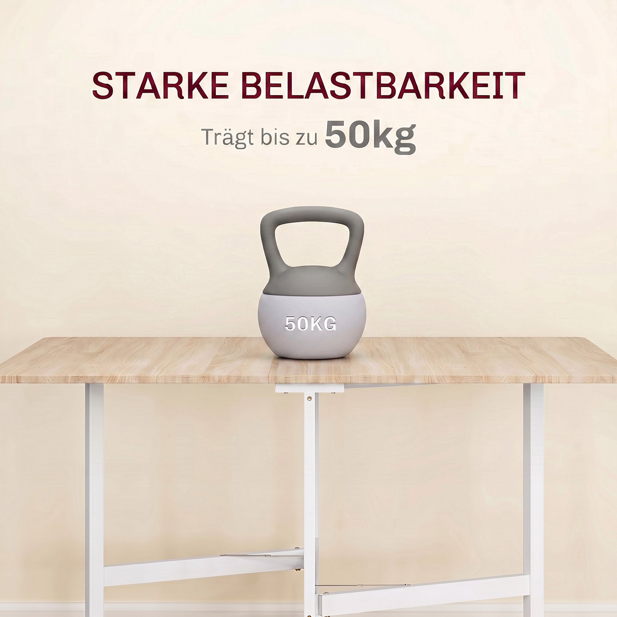 Hopfällbart matbord för 6 personer, ek, 6 låsbara hjul