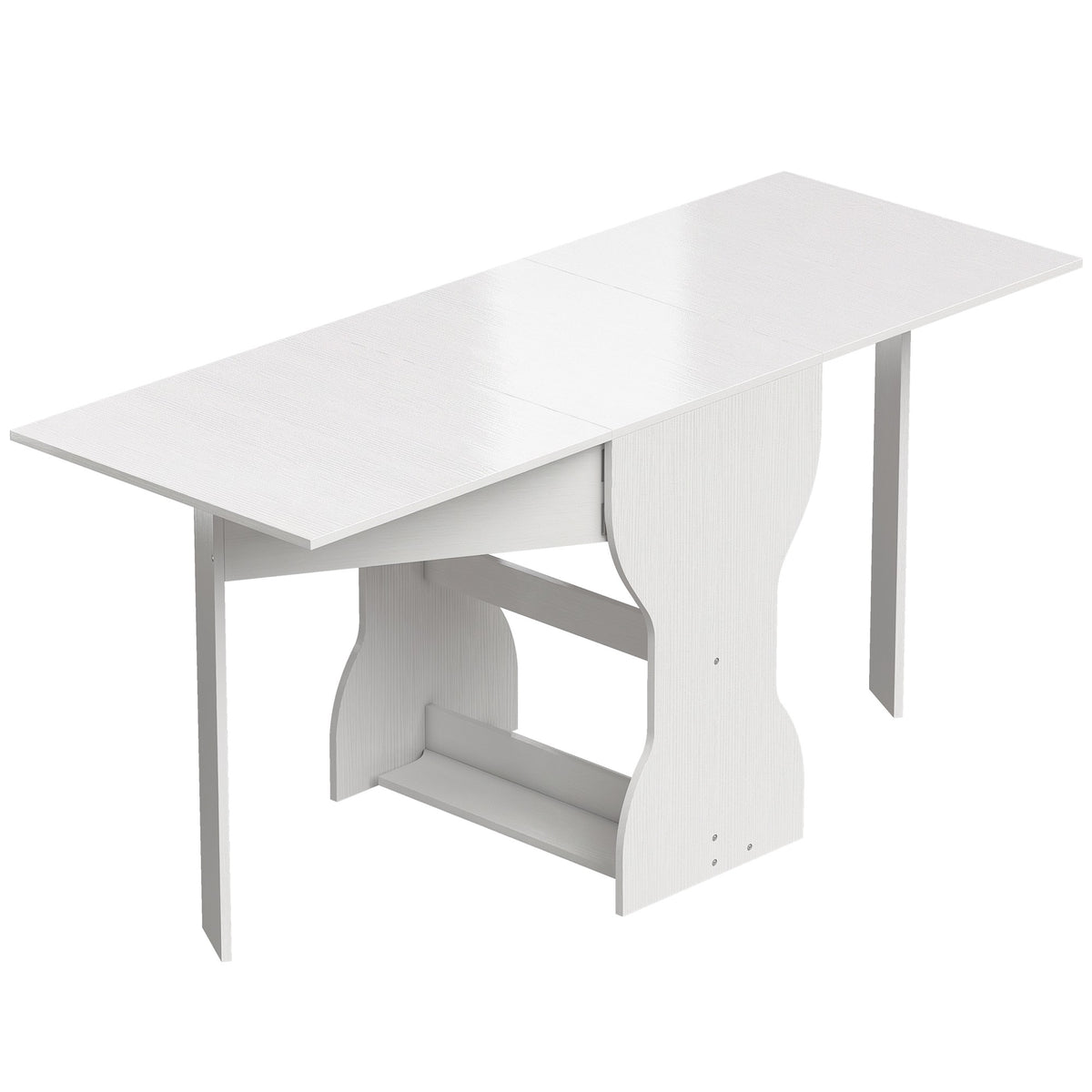 Sammenleggbart spisebord med oppbevaring, plass til 2–4 personer, hvitt, 160 x 60 x 75 cm