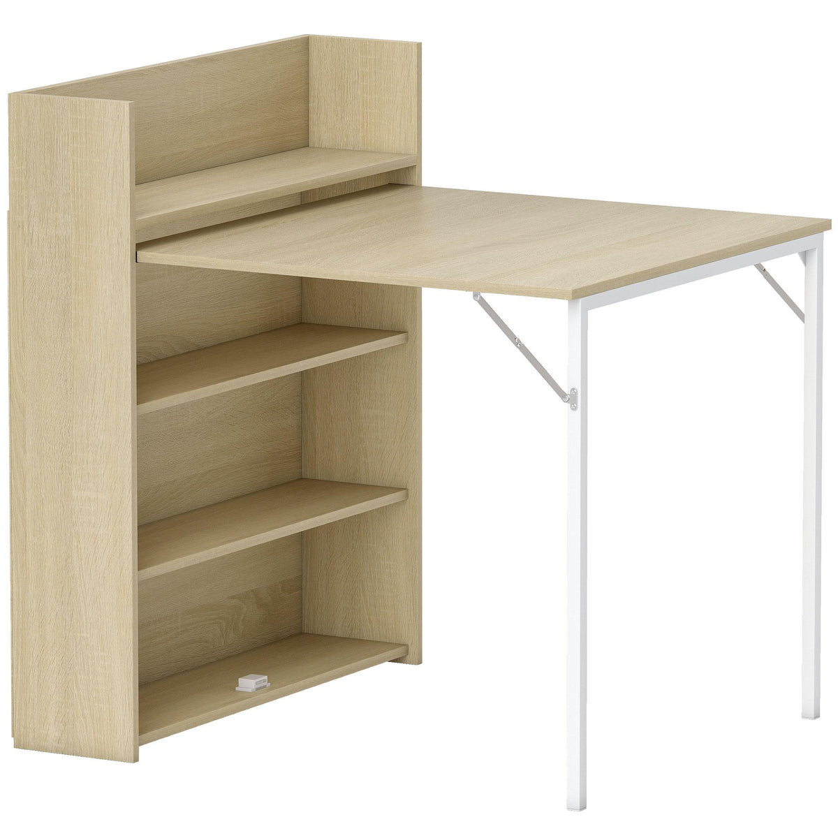 Sammenleggbart spisebord med hylle, industriell design, eik, plassbesparende