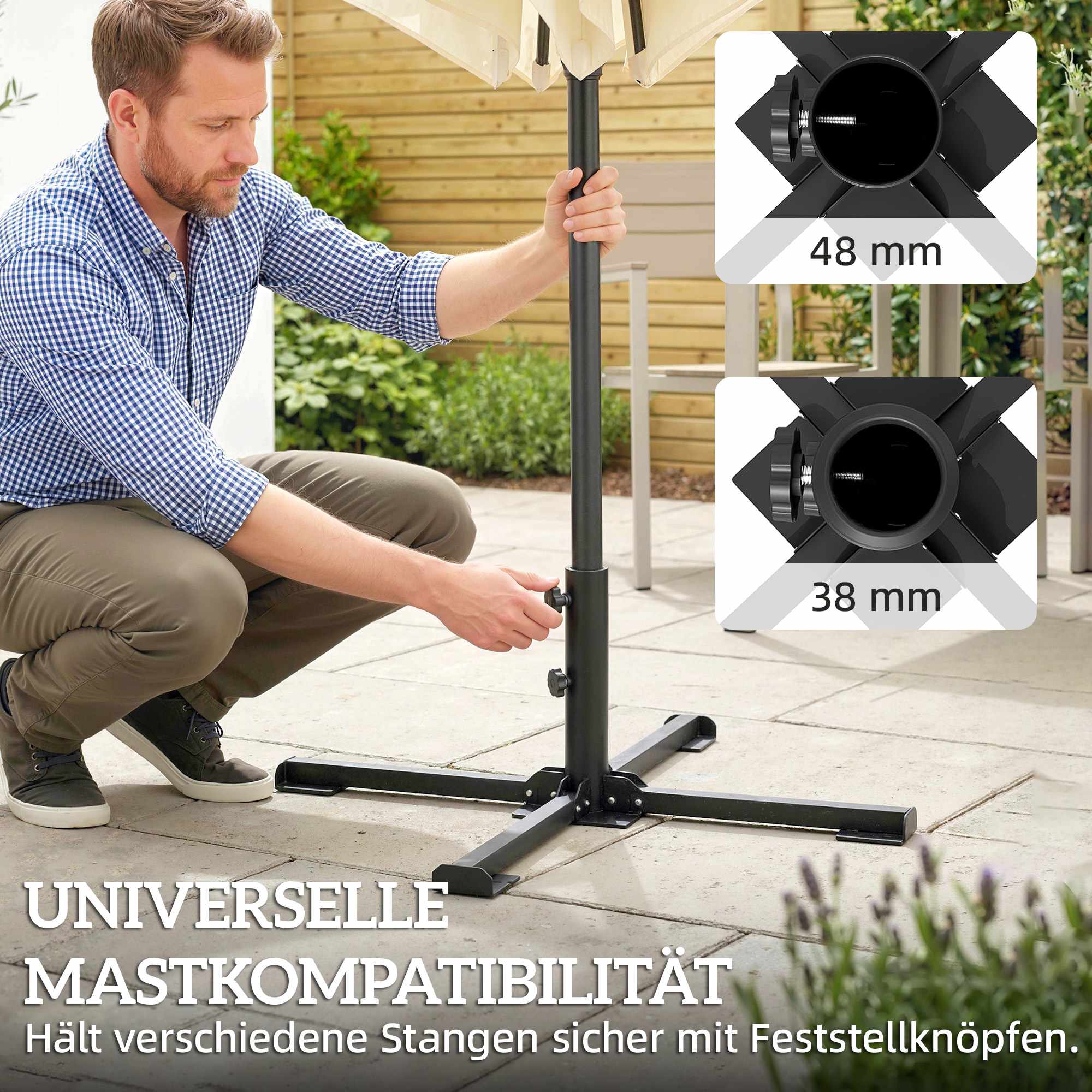 Hopfällbart paraplyställ, passar 38/48 mm stänger, mörkgrå