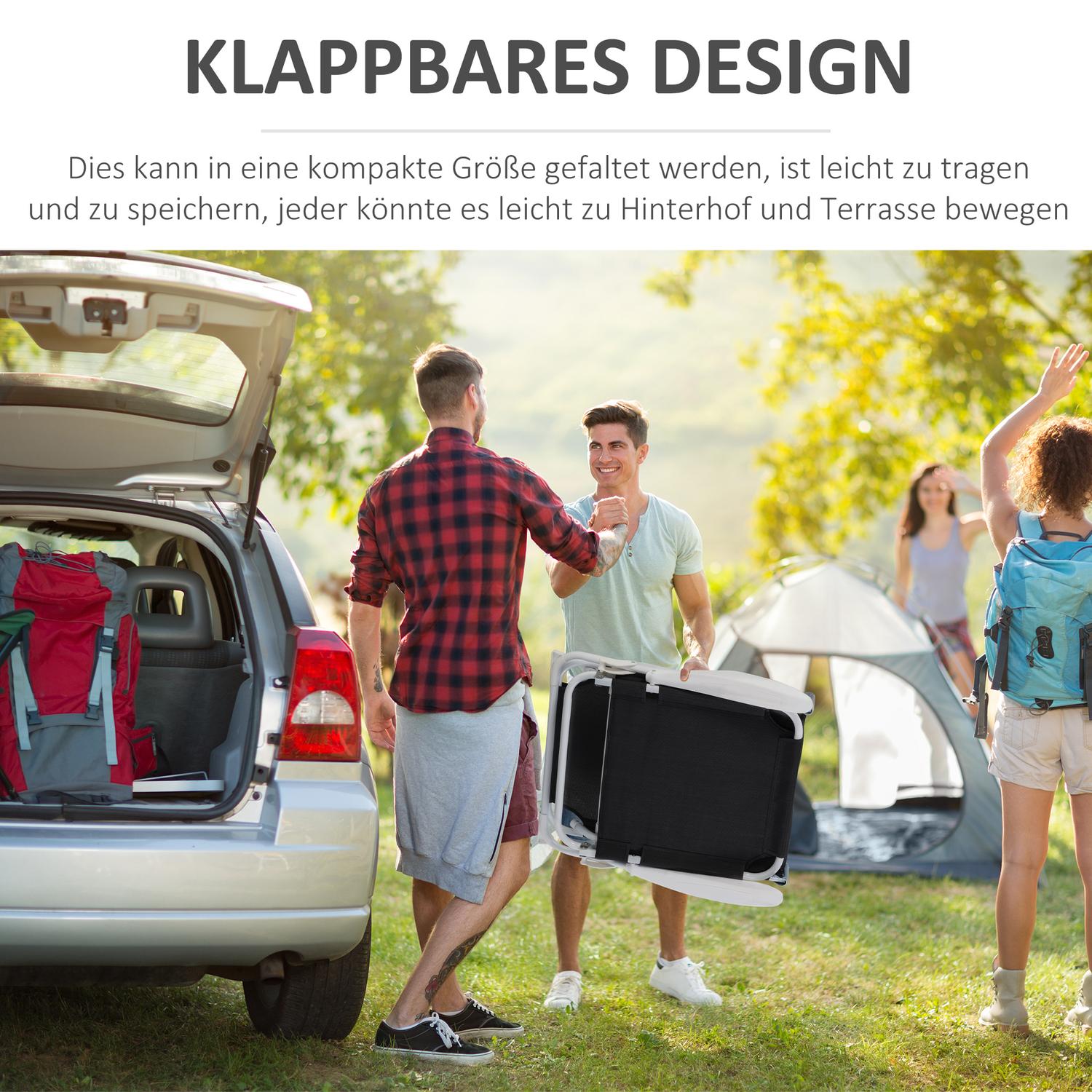 Hopfällbar trädgårdsstol, 4-vånings mesh svart