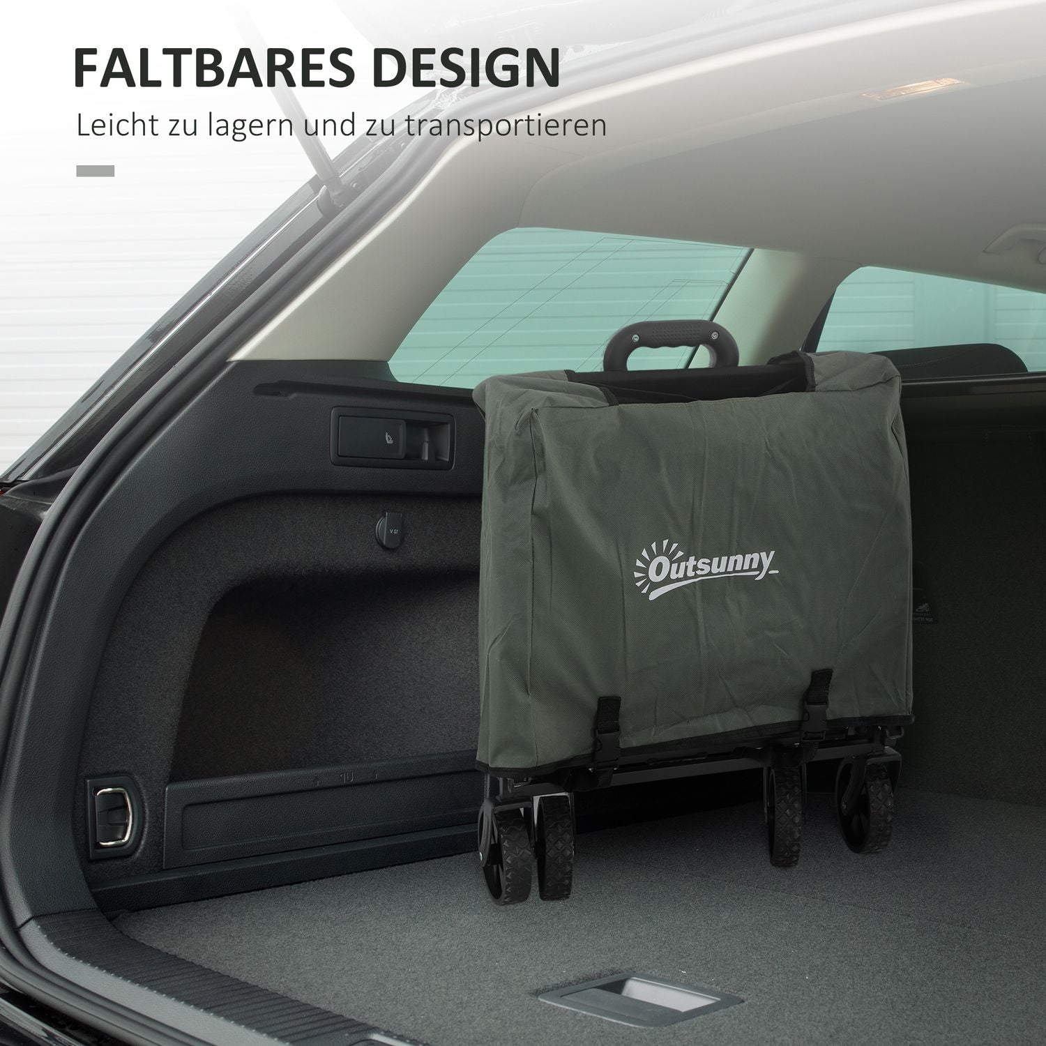 Hopfällbar trädgårdsvagn, 72L kapacitet, 90 kg belastning, grön