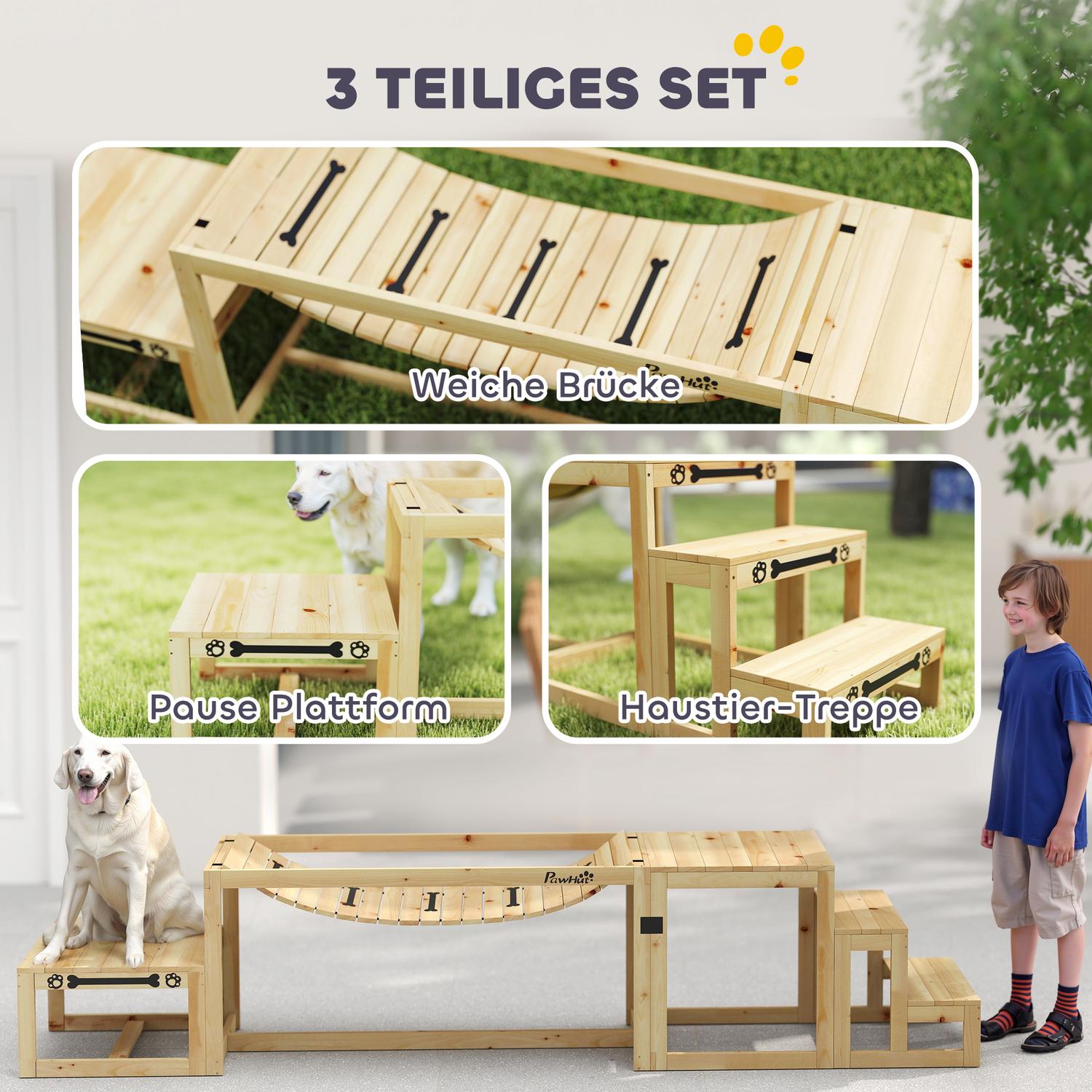Hund Agility Set för stora hundar – Gran Wood, Set om 4