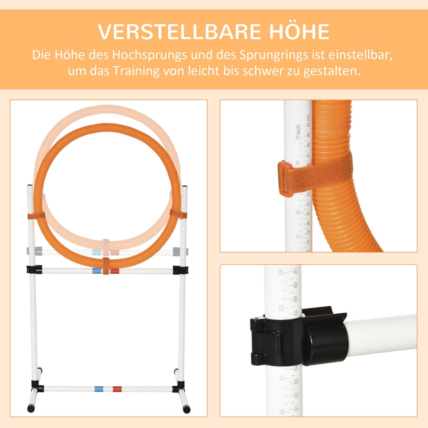 Hund Agility Training Hoppa Ring, Portabel, Vit/Orange