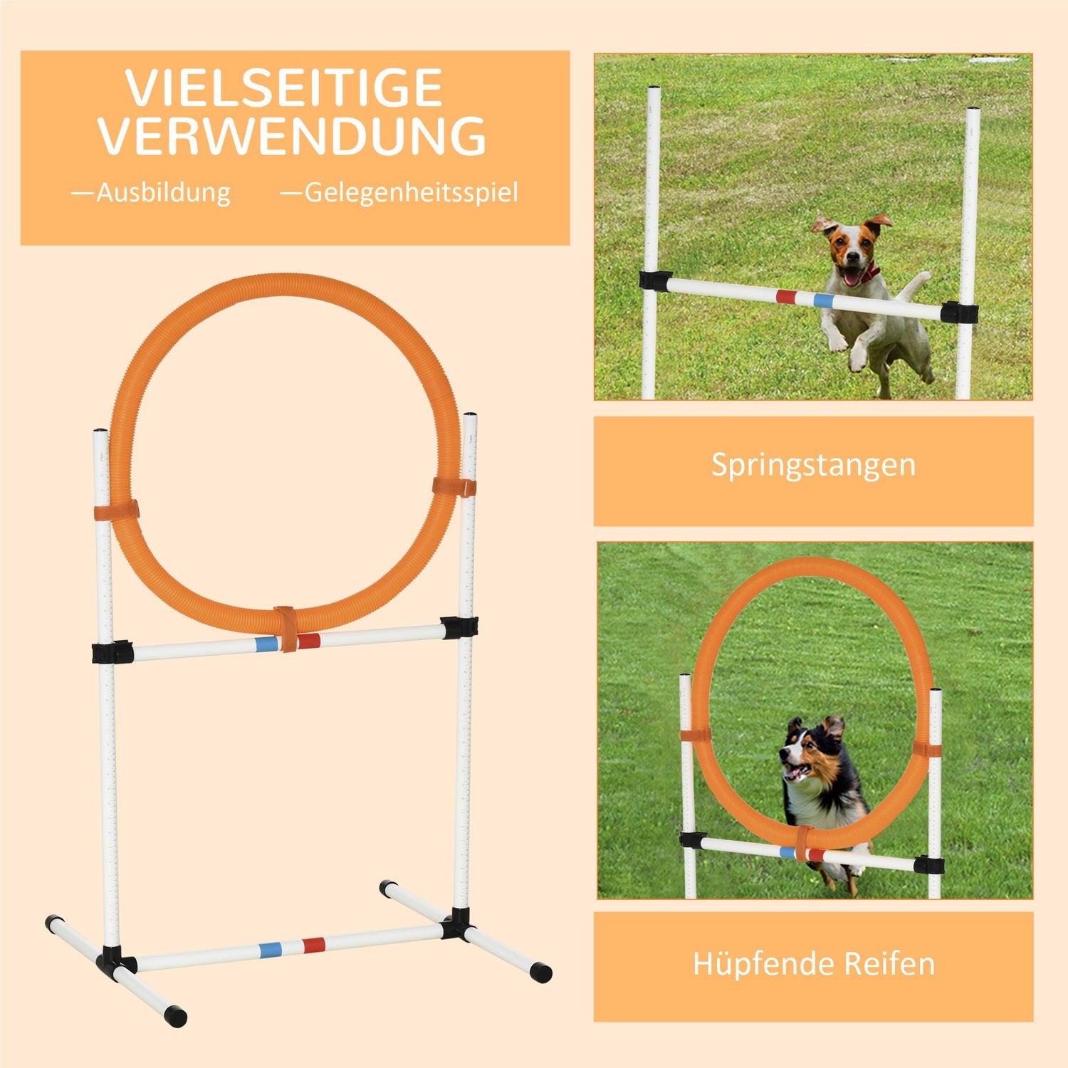 Hund Agility Training Hoppa Ring, Portabel, Vit/Orange