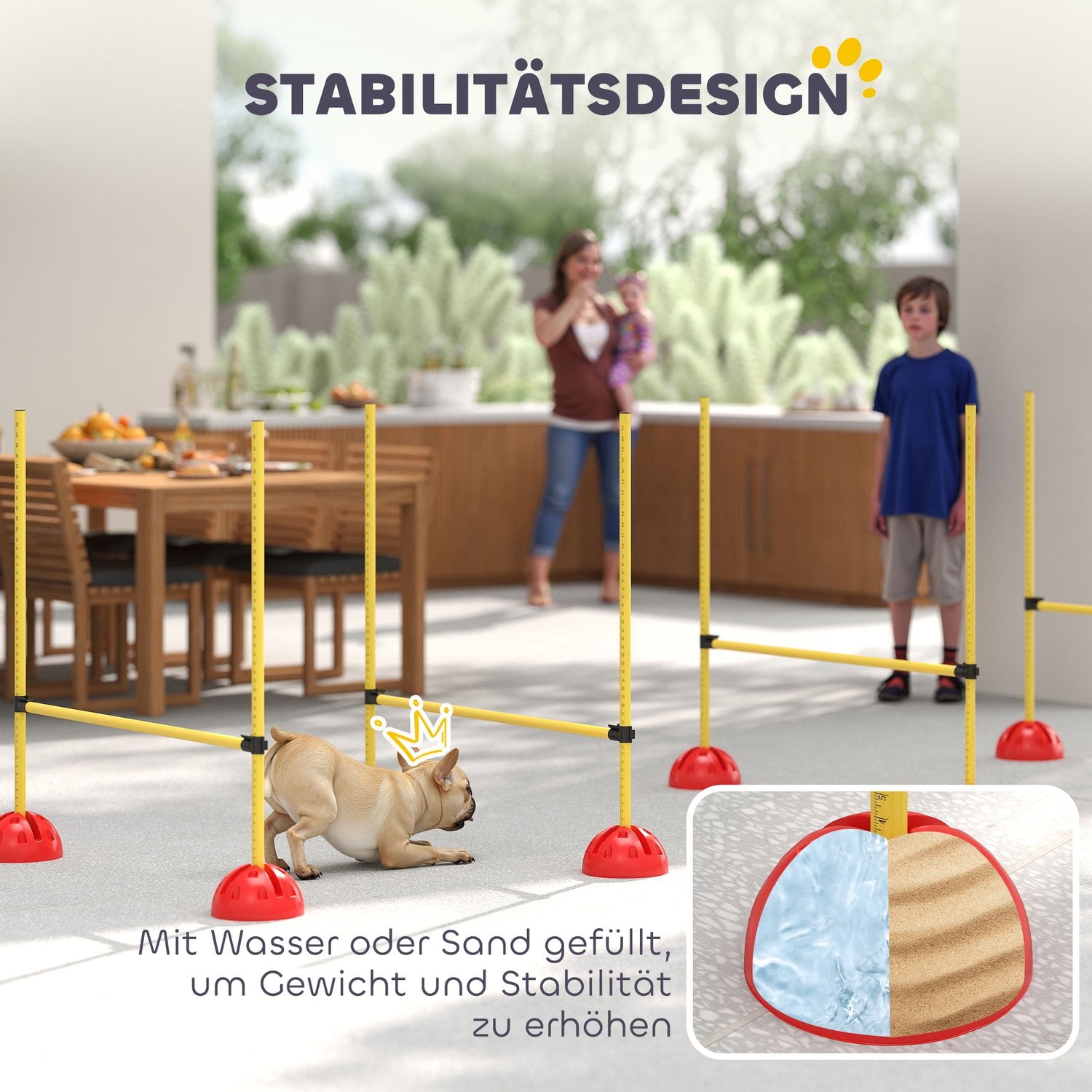 Hund Agility Utrustningsset, 5-delat med justerbara hinder