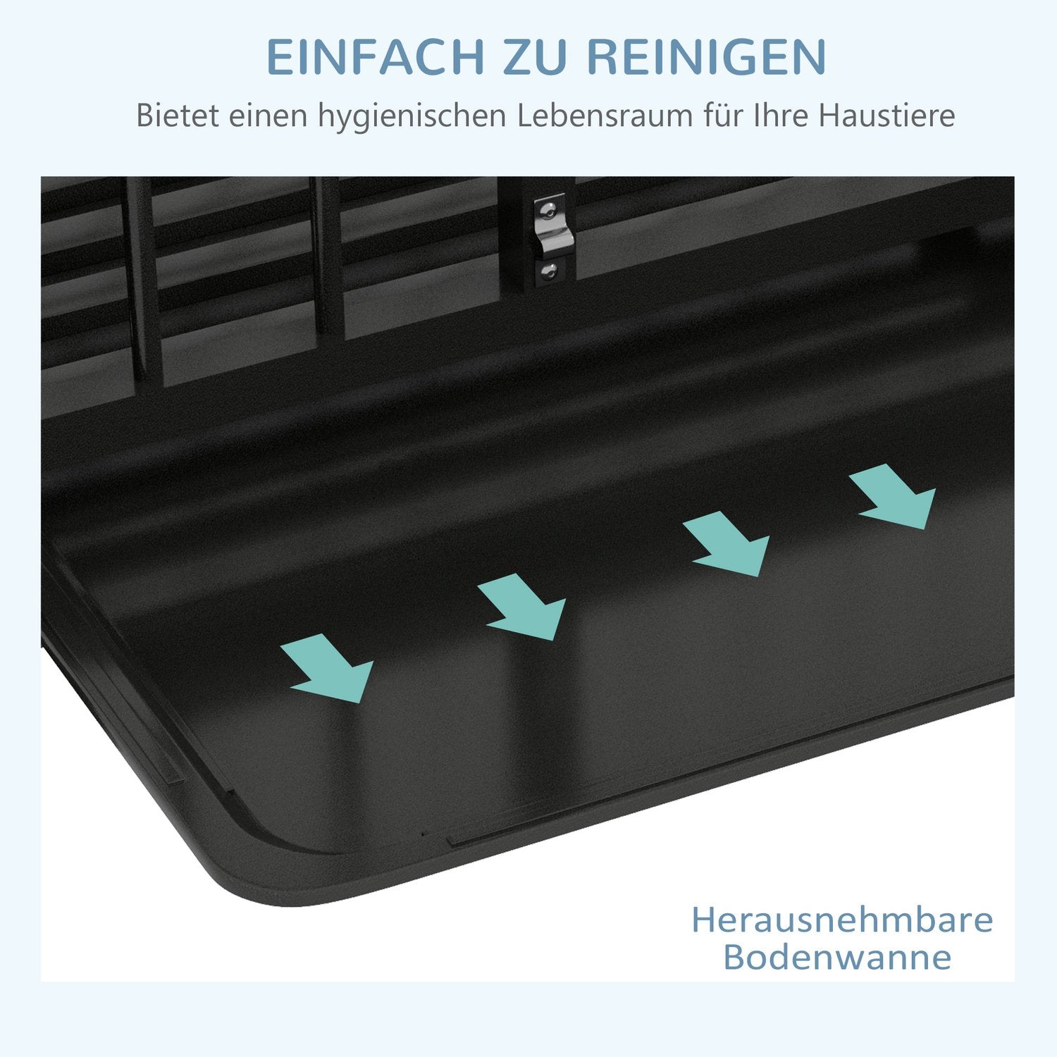 Hundbur i stål med hjul & dubbla dörrar, 94x58x78 cm