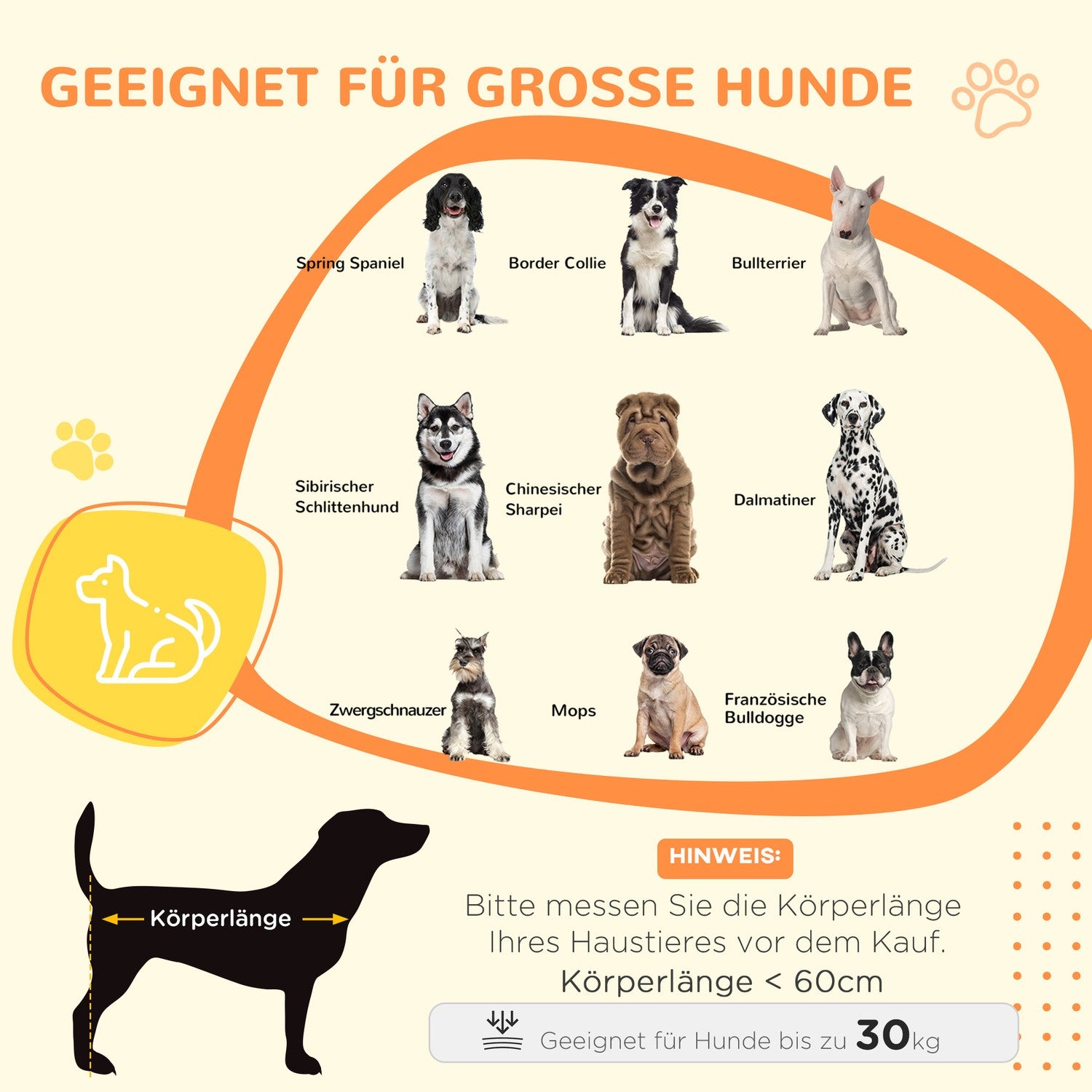 Hundbur för stora hundar, dubbeldörr, justerbara fötter, grå