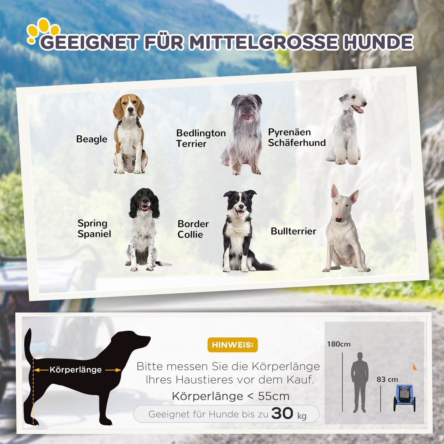 Hundcykelvagn – hopfällbar, vattentät, snabbkoppling