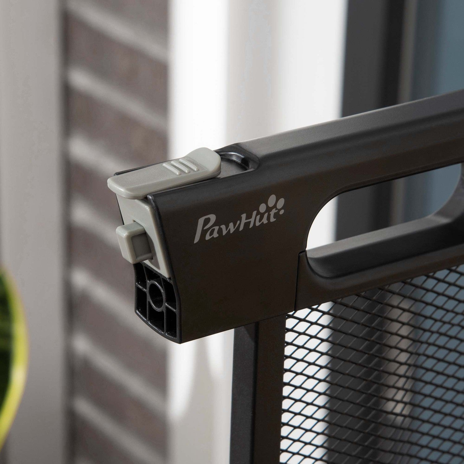Dog Gate, No Drill, Auto-Close, Stål, 75-103 Cm, Svart