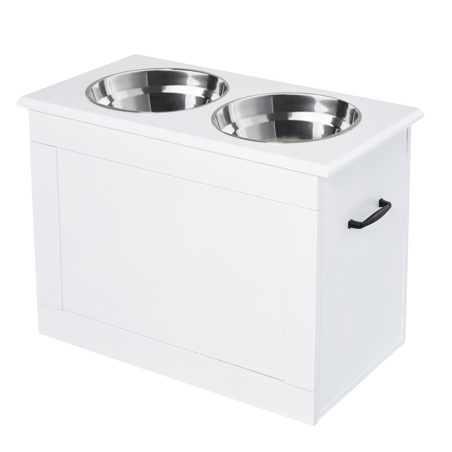 Hundfoderstation med förvaring – Vit, 60x30x41cm