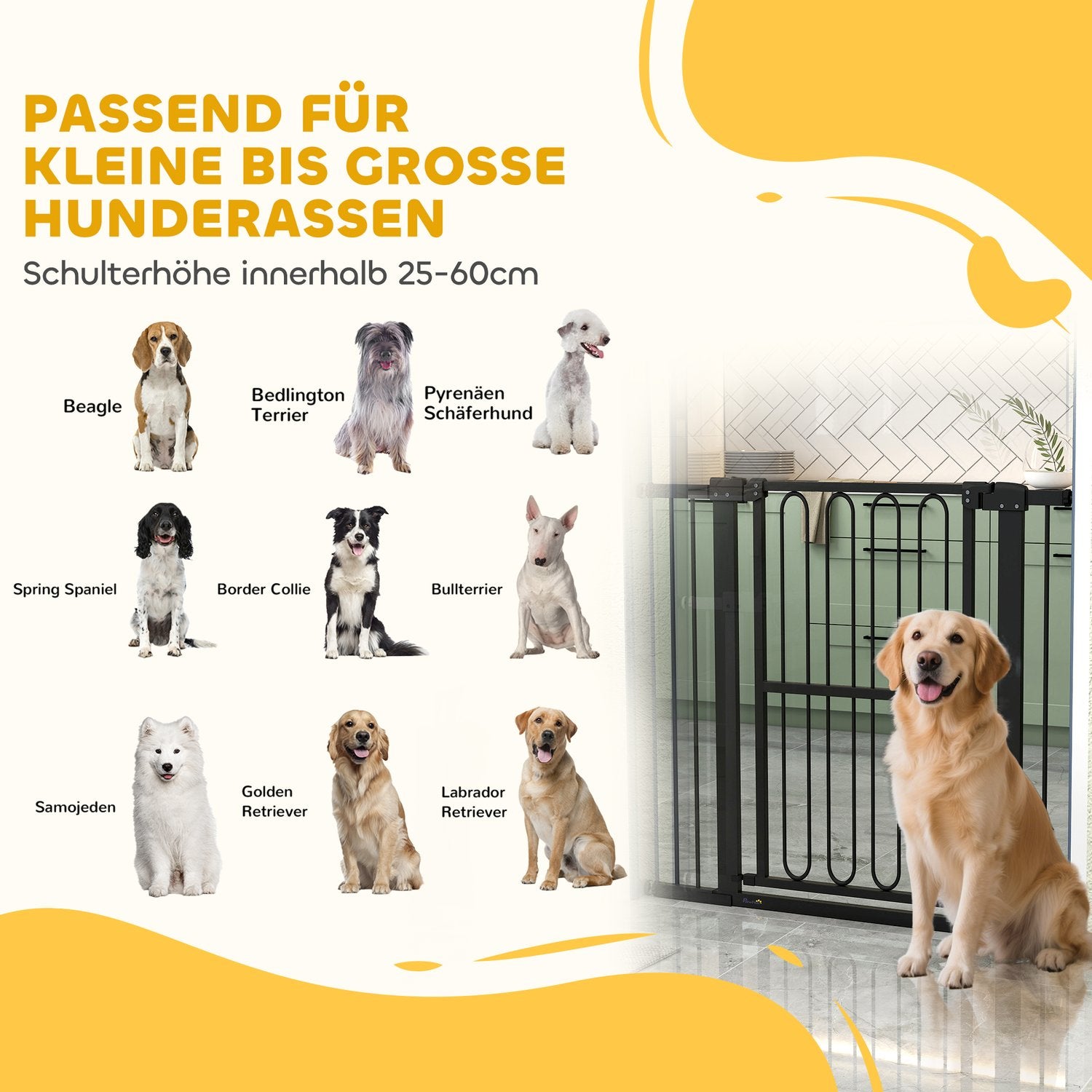 Hundgrind, 76-104 cm, borrfri trappgrind