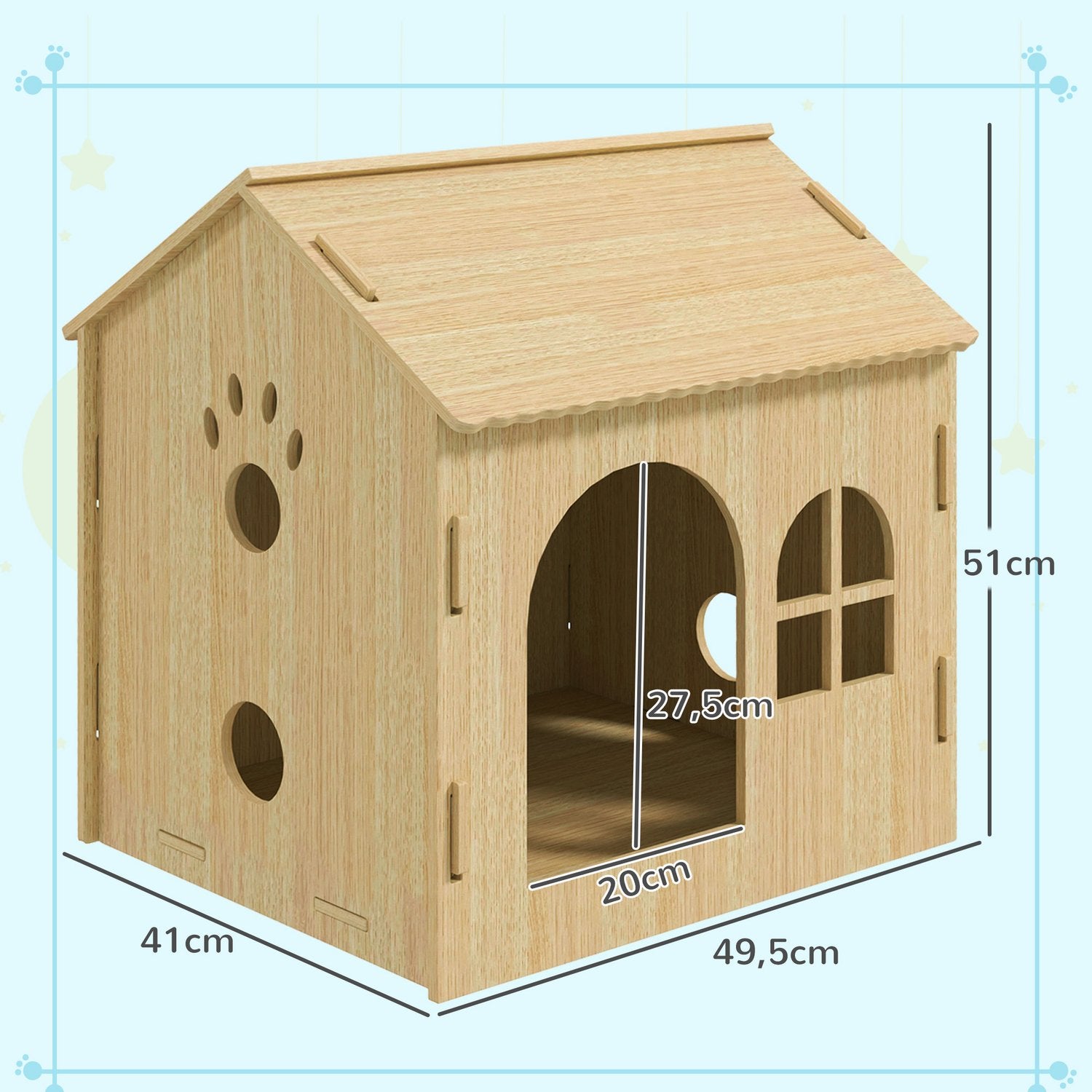 Hund- och katthus inomhus, ek, skruvfri montering